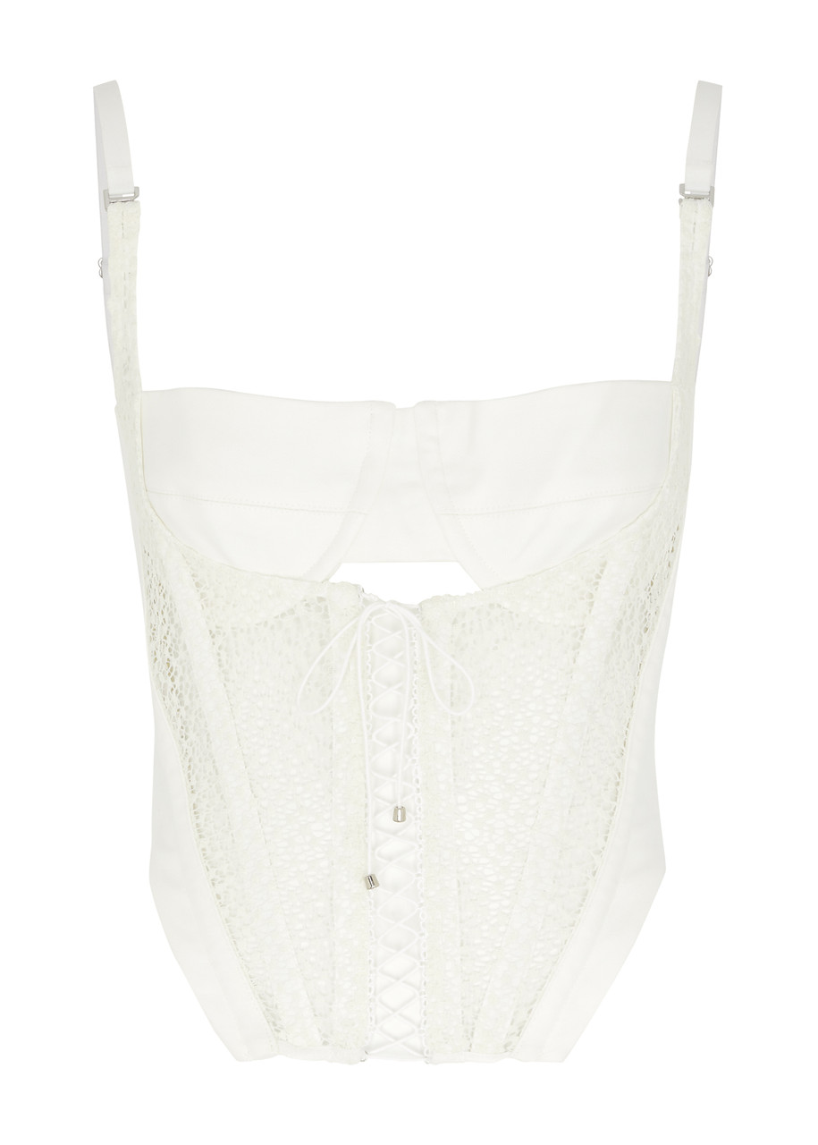 Dion Lee Lace-panelled Stretch-cotton Corset top - Ivory - 6