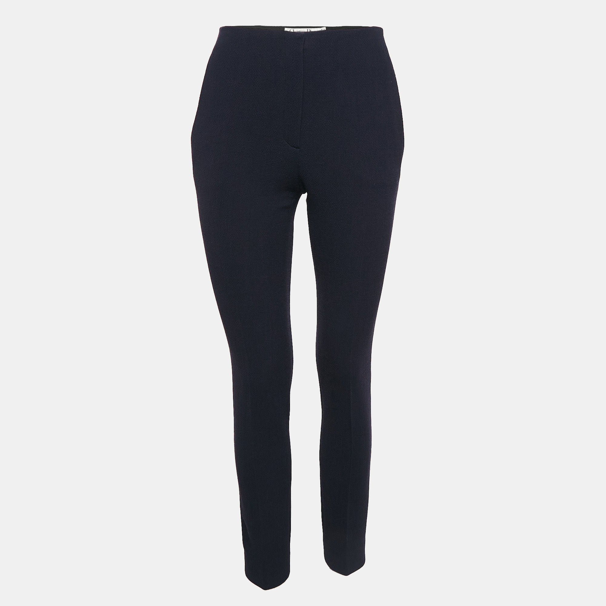 Dior Navy Blue Wool Tailored Trousers S