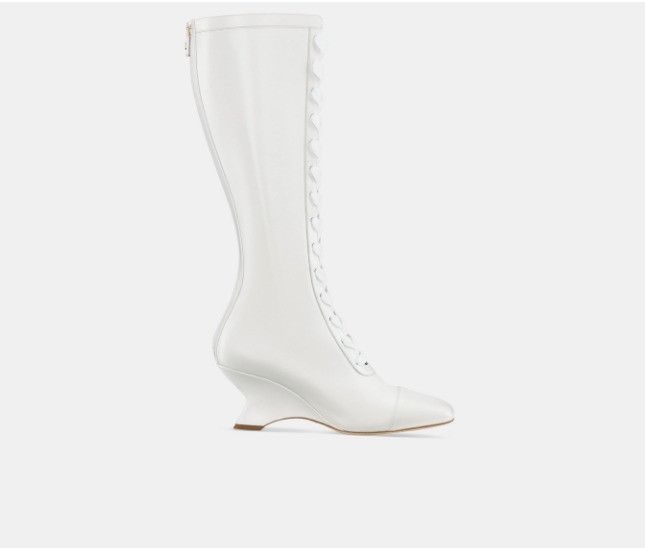 Dior O1W1Db11124 Naughtily-D Wedge Boots In White, Women's