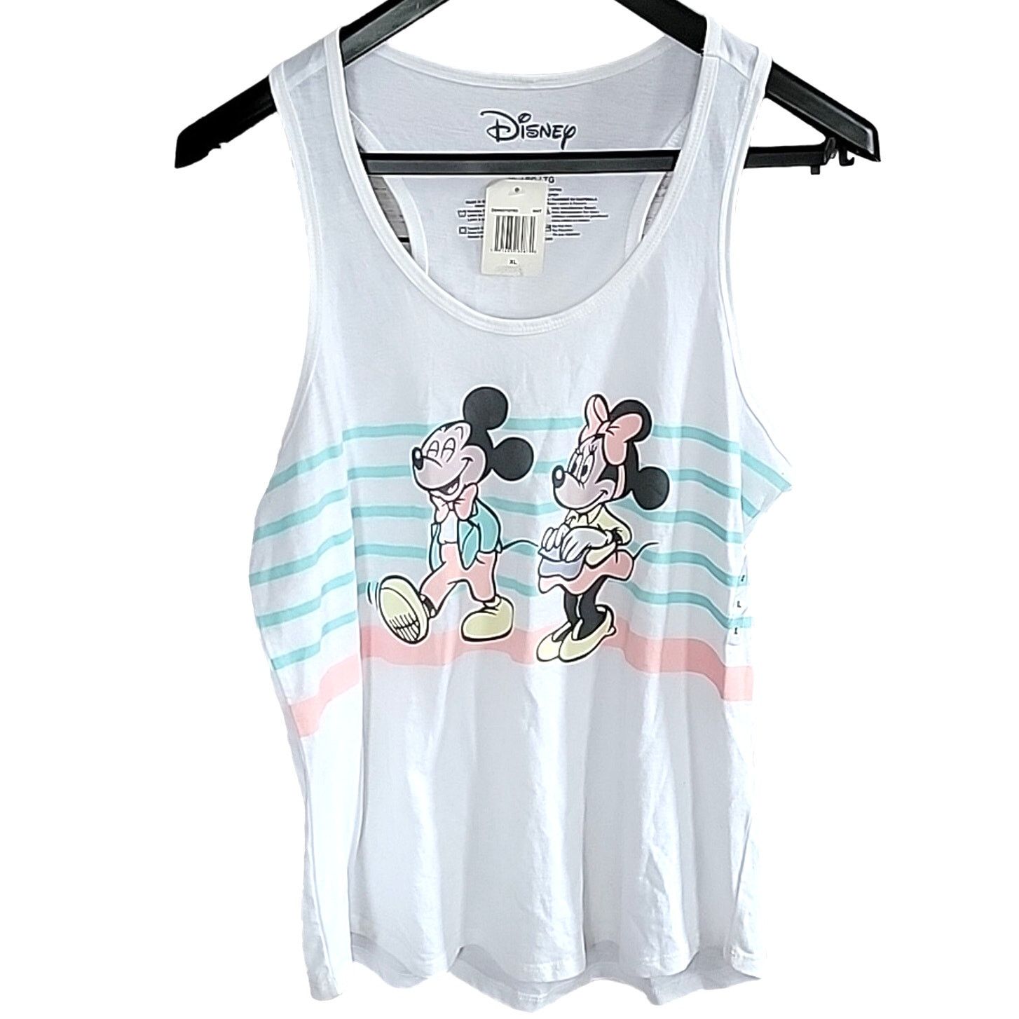 Disney Mickey Mouse Minnie Mouse Retro Tank Top Size XL in White, Women's