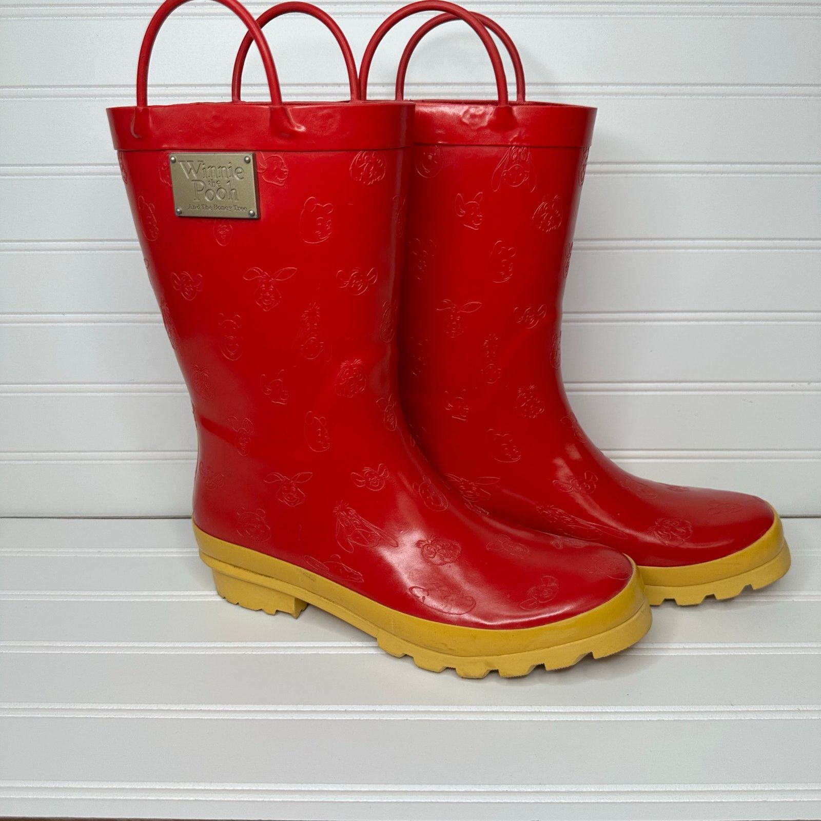 Disney Winnie The Pooh Anniversary Red Yellow Rain Boots 9, Women's