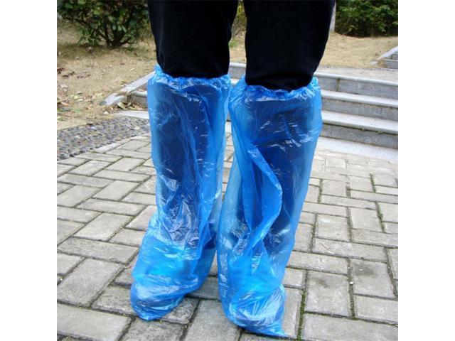 Disposable Shoe Covers Blue Rain Shoes and Boots Cover Plastic Long Shoe Cover Clear Waterproof Anti-Slip Overshoe