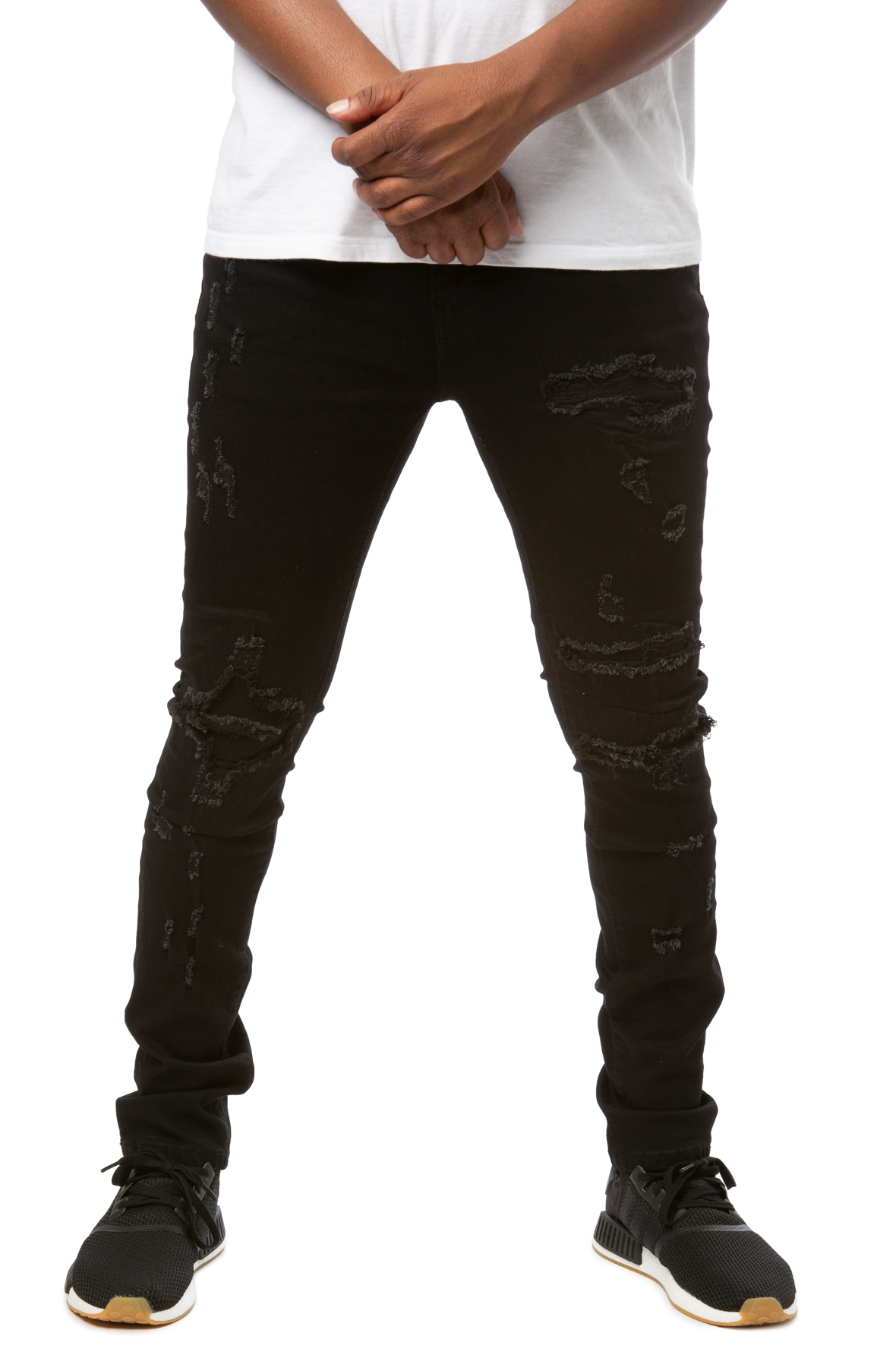 Distressed Ripped Jeans Jet Black