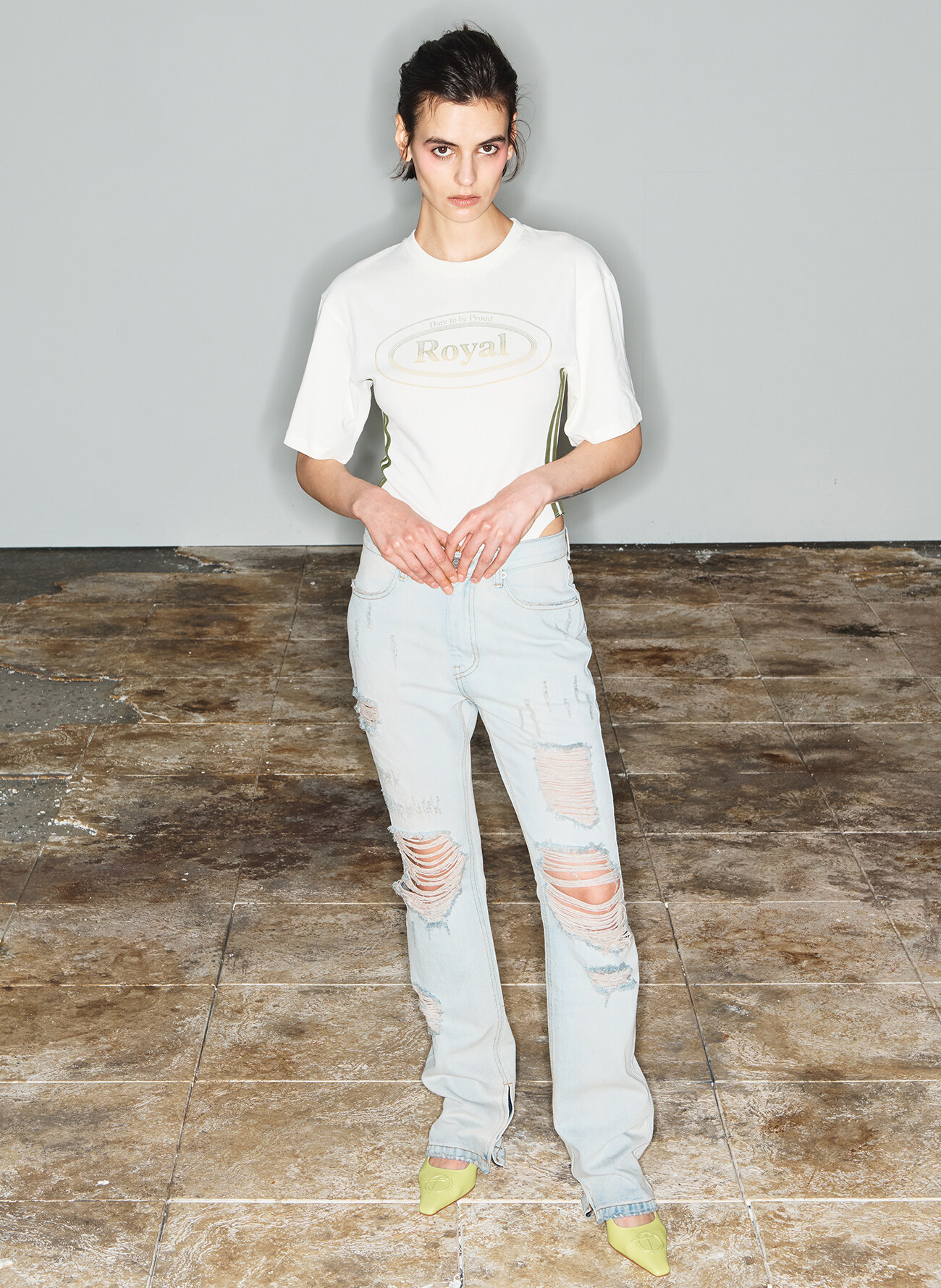 Distressed Washed Jeans_Grayish Blue