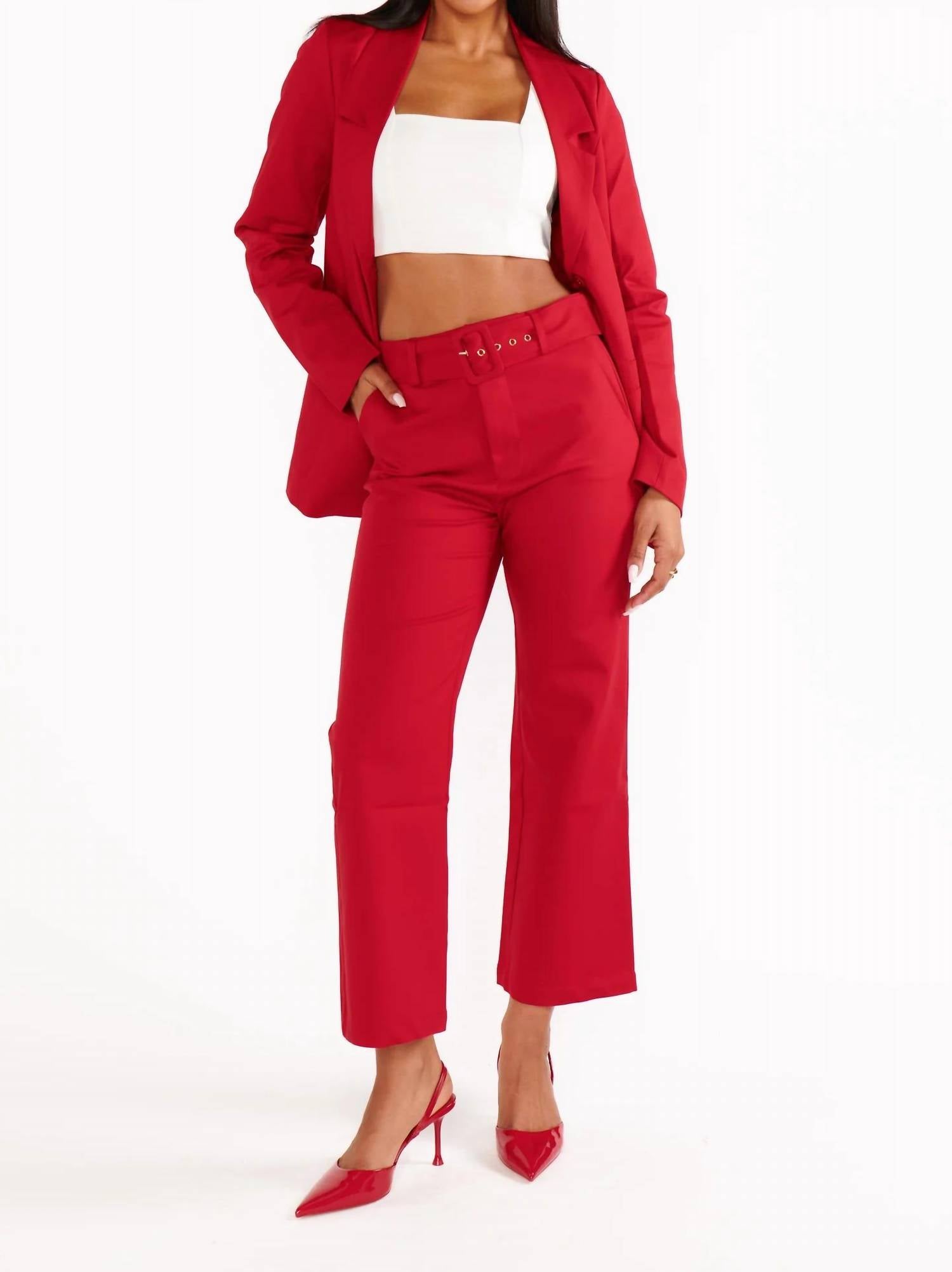 Dj Suiting Cropped Pants In Red