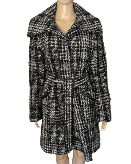 Dkny Belted Plaid Walker Coat in Camel, Women's (Size XS)