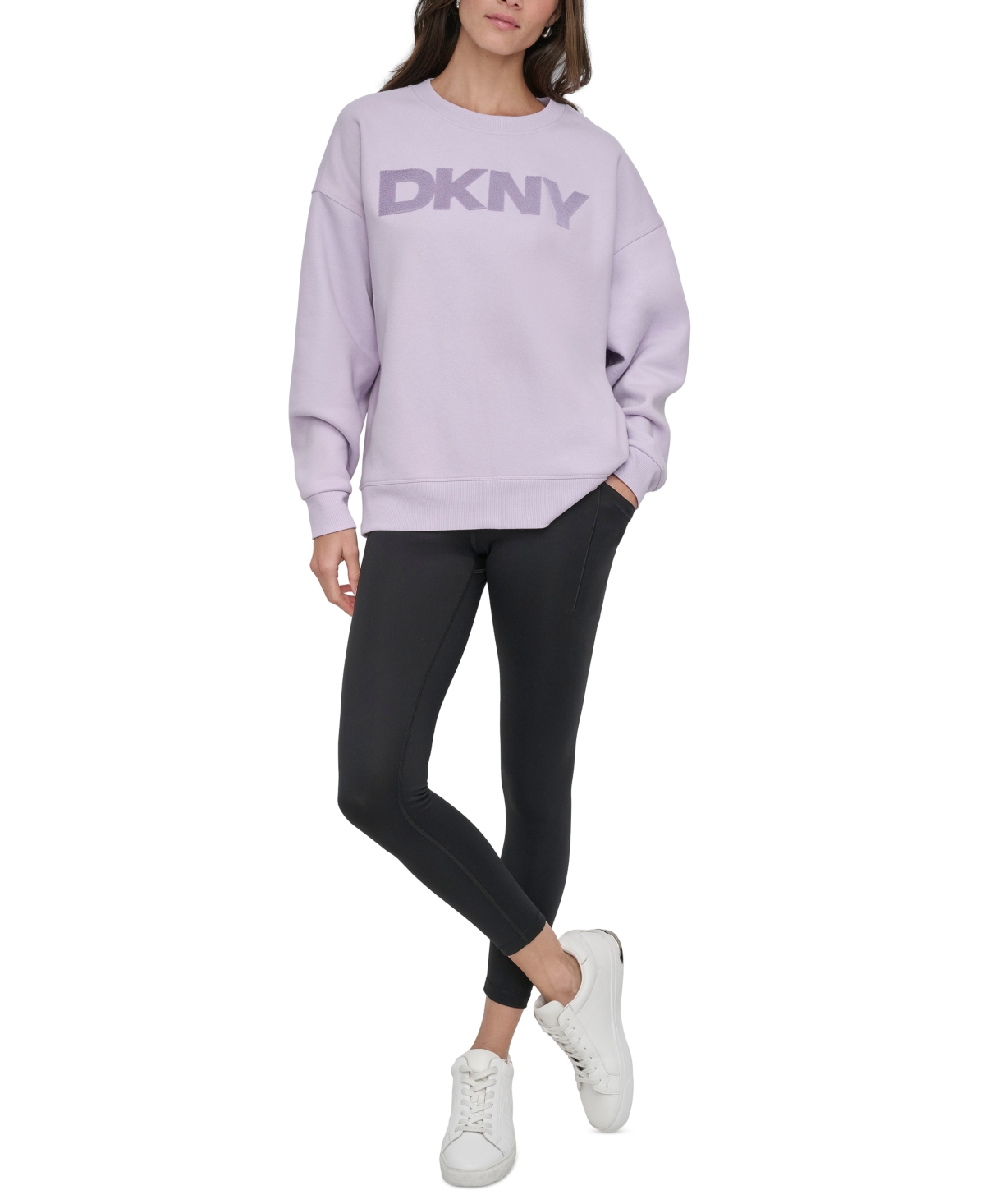 Dkny Sport Women's Velvet-Logo Sweatshirt - Orchid