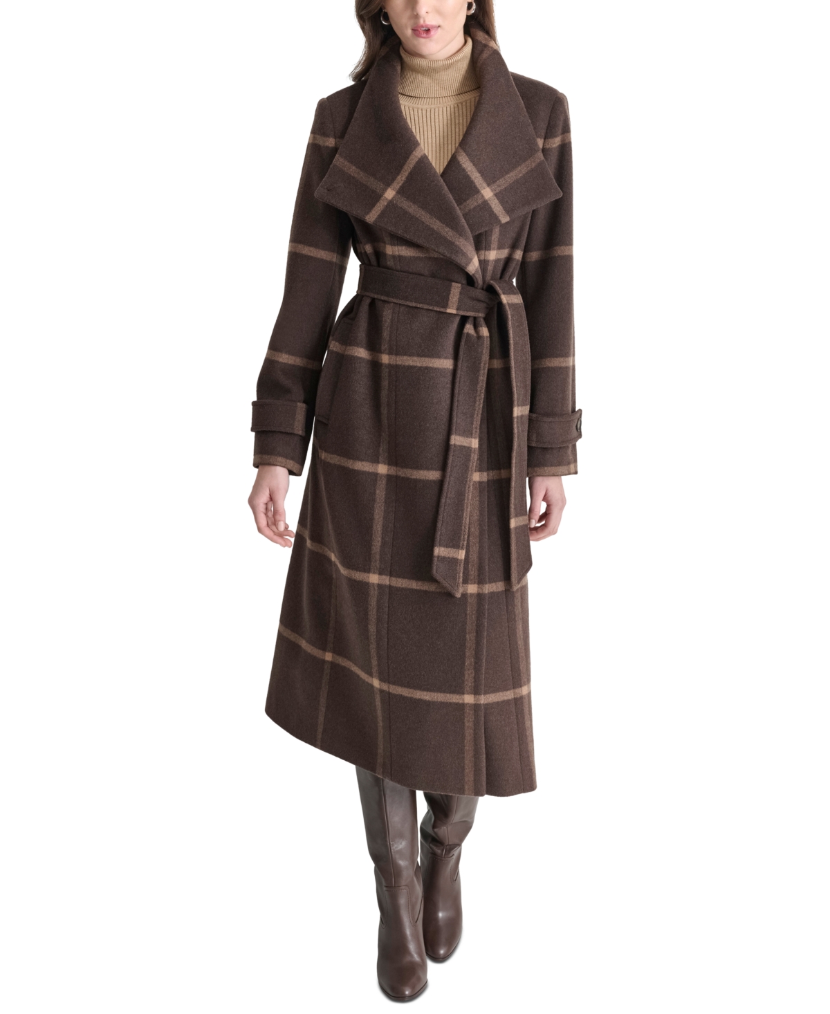 Dkny Women's Belted Wing-Collar Maxi Coat - Bitter/Camel