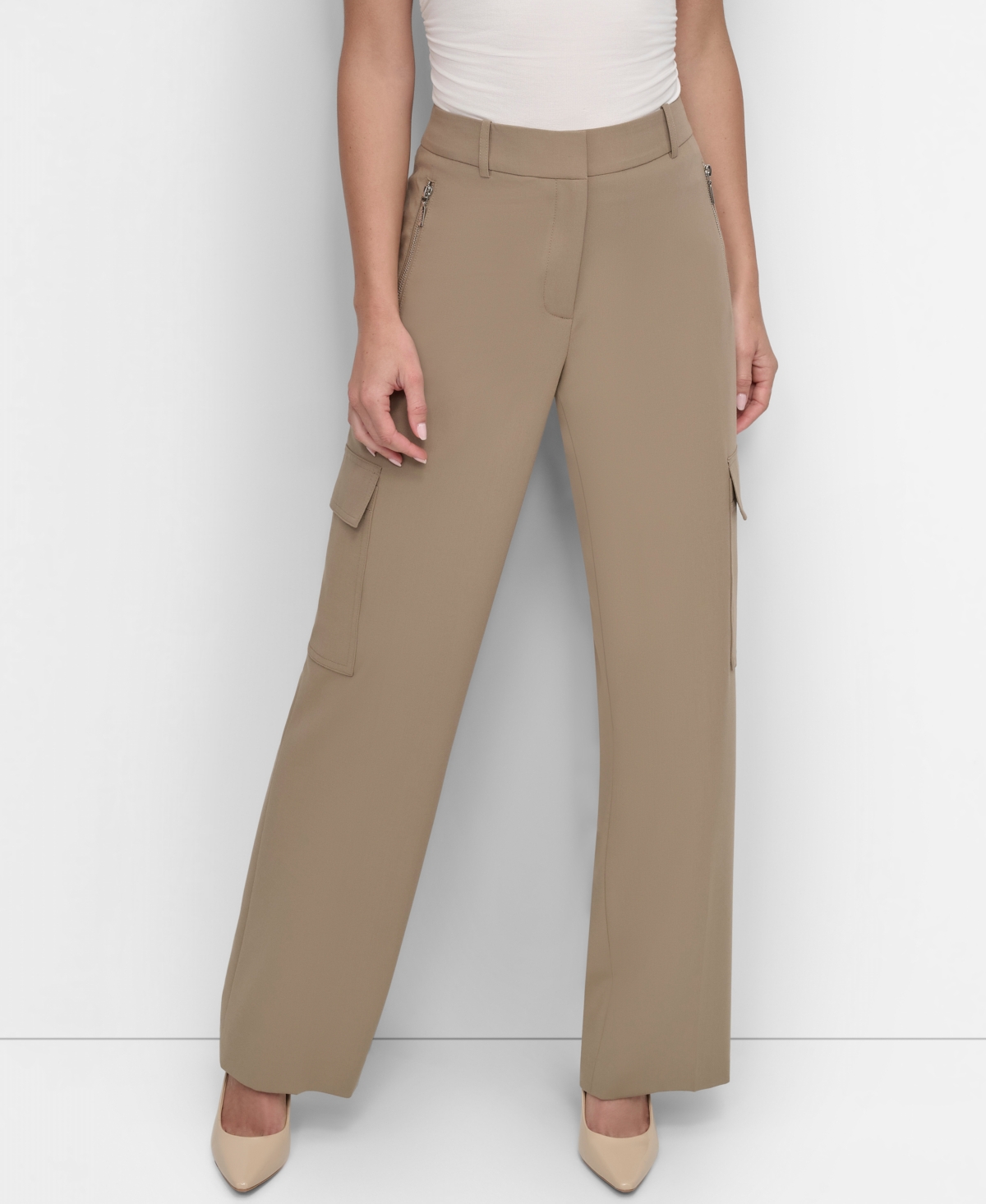 Dkny Women's High-Rise Cargo Pants - Taupe