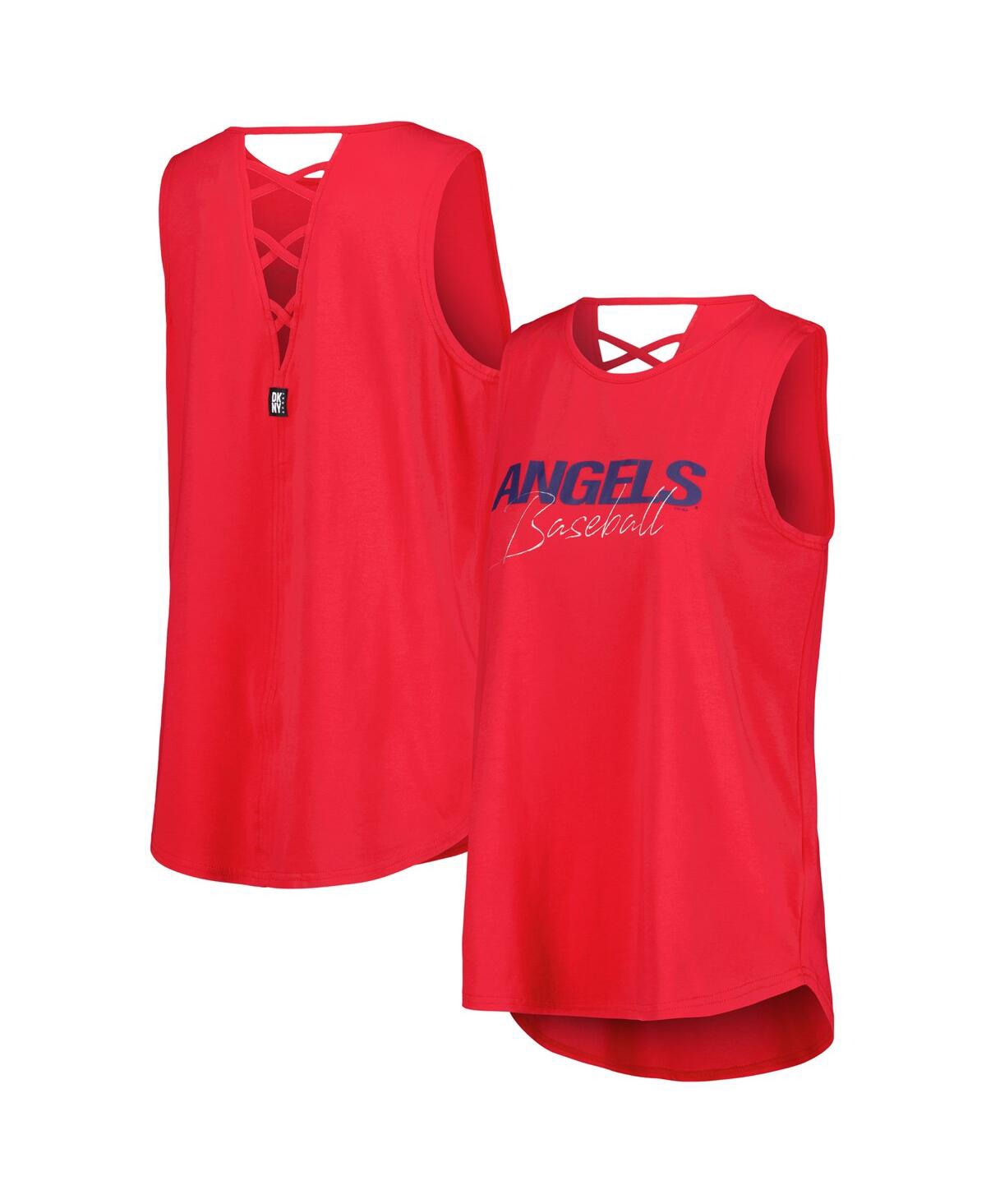 Dkny Women's Red Los Angeles Angels Claire Fashion Tri-Blend Tank Top - Red