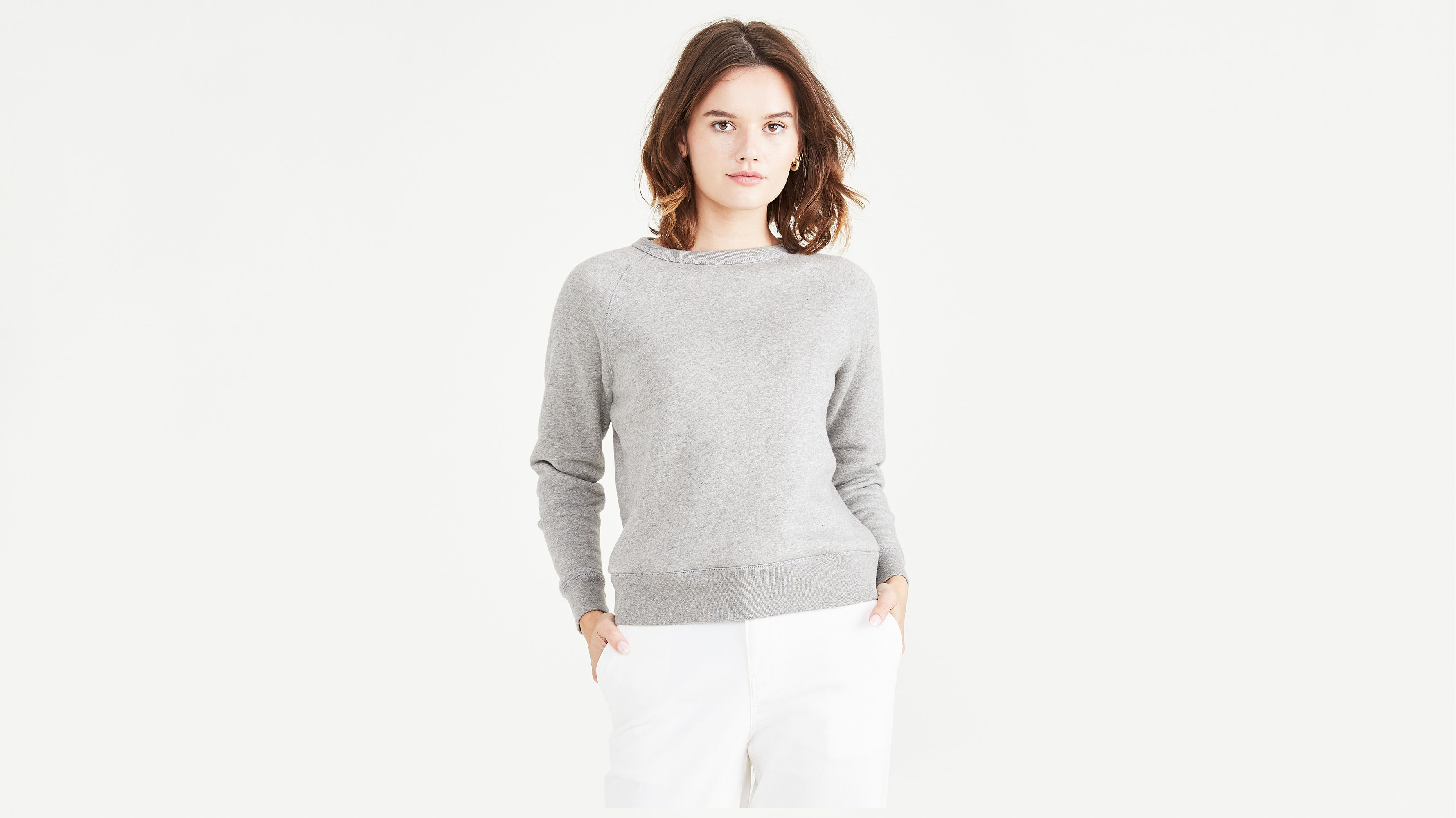 Dockers Crewneck Sweatshirt - Classic Fit - Women's - Grey XL