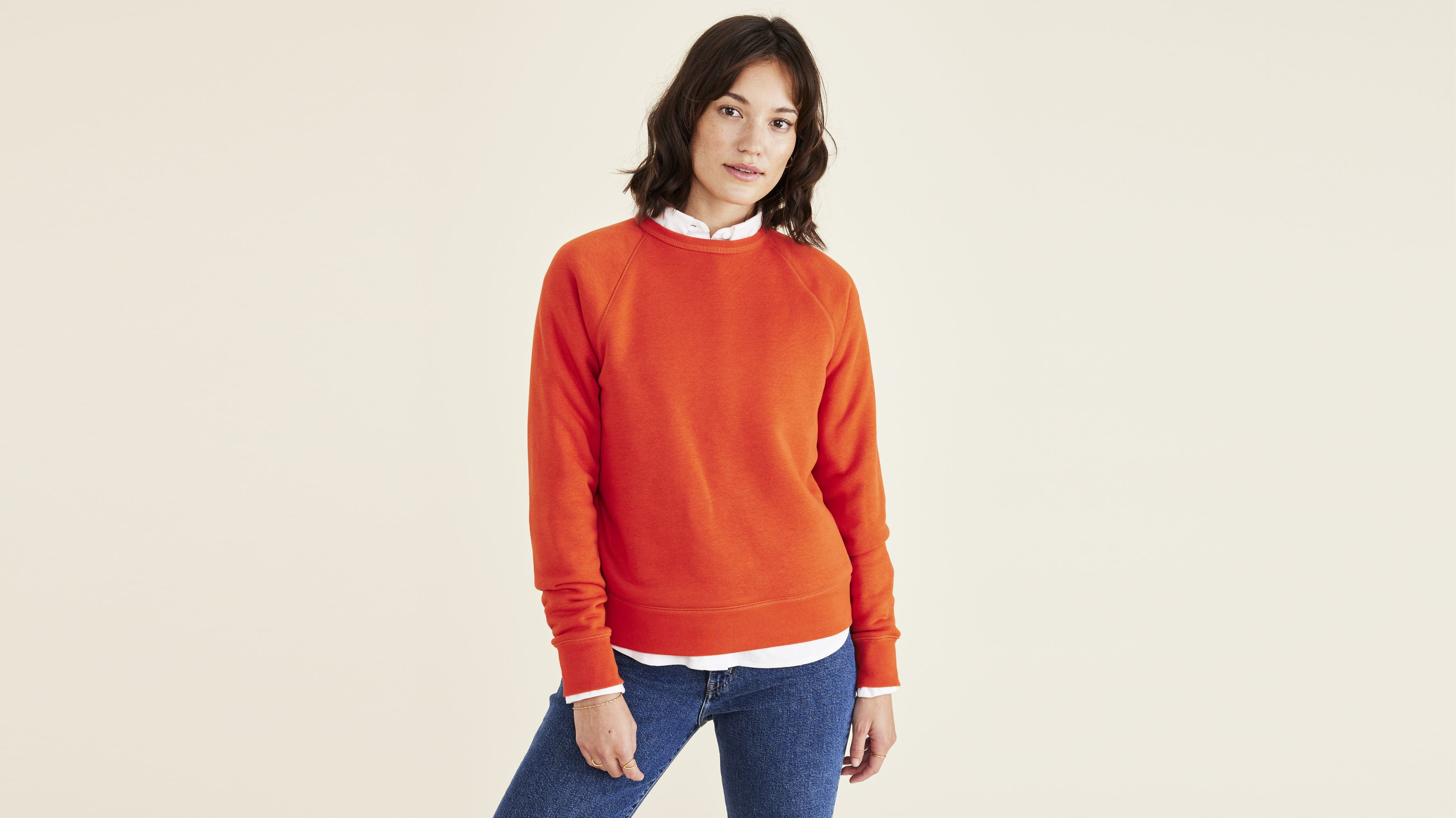 Dockers Crewneck Sweatshirt - Classic Fit - Women's - Red L