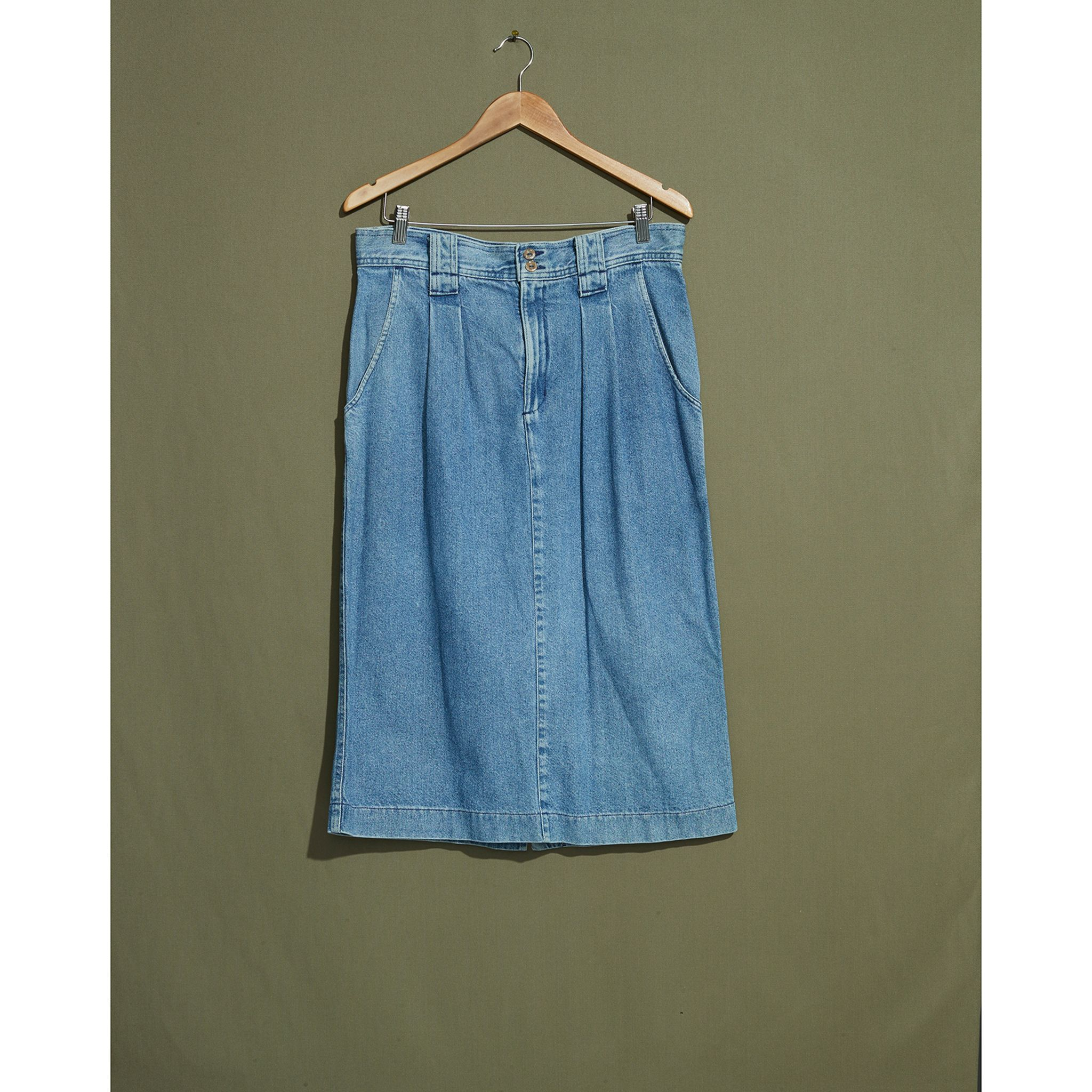 Dockers Made In Usa - Pleated Denim Skirt - 33 X 30 - Blue 3332