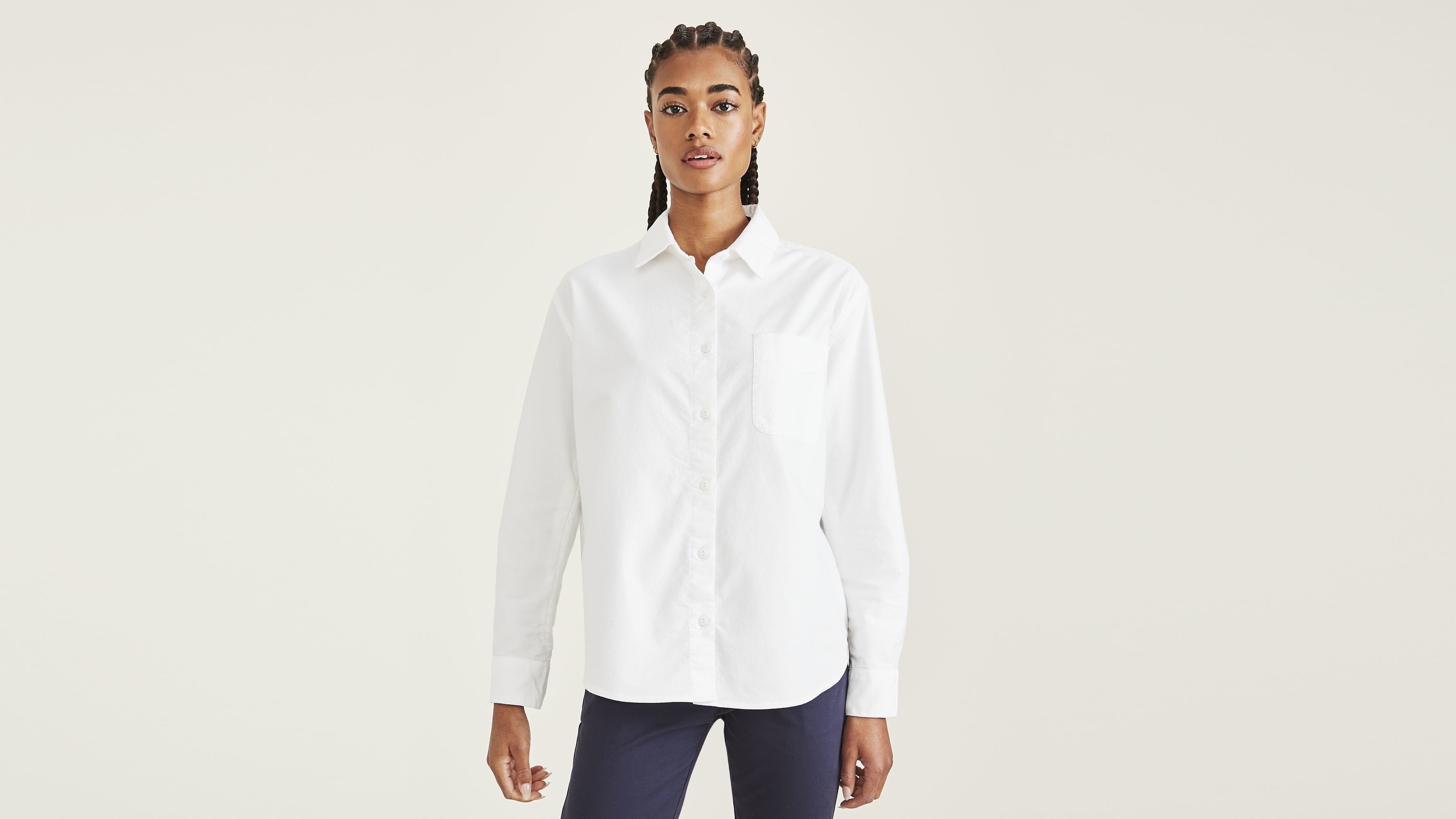 Dockers Original Button-up Shirt - Relaxed Fit - Women's - White L