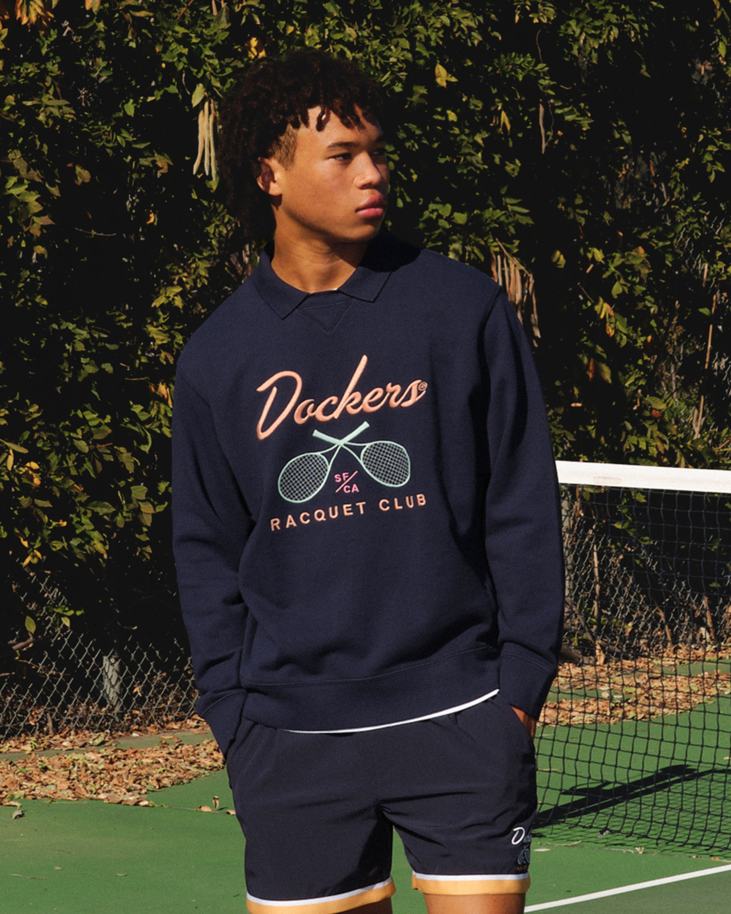 Dockers Racquet Club Collared Sweatshirt - Relaxed Fit - Blue L