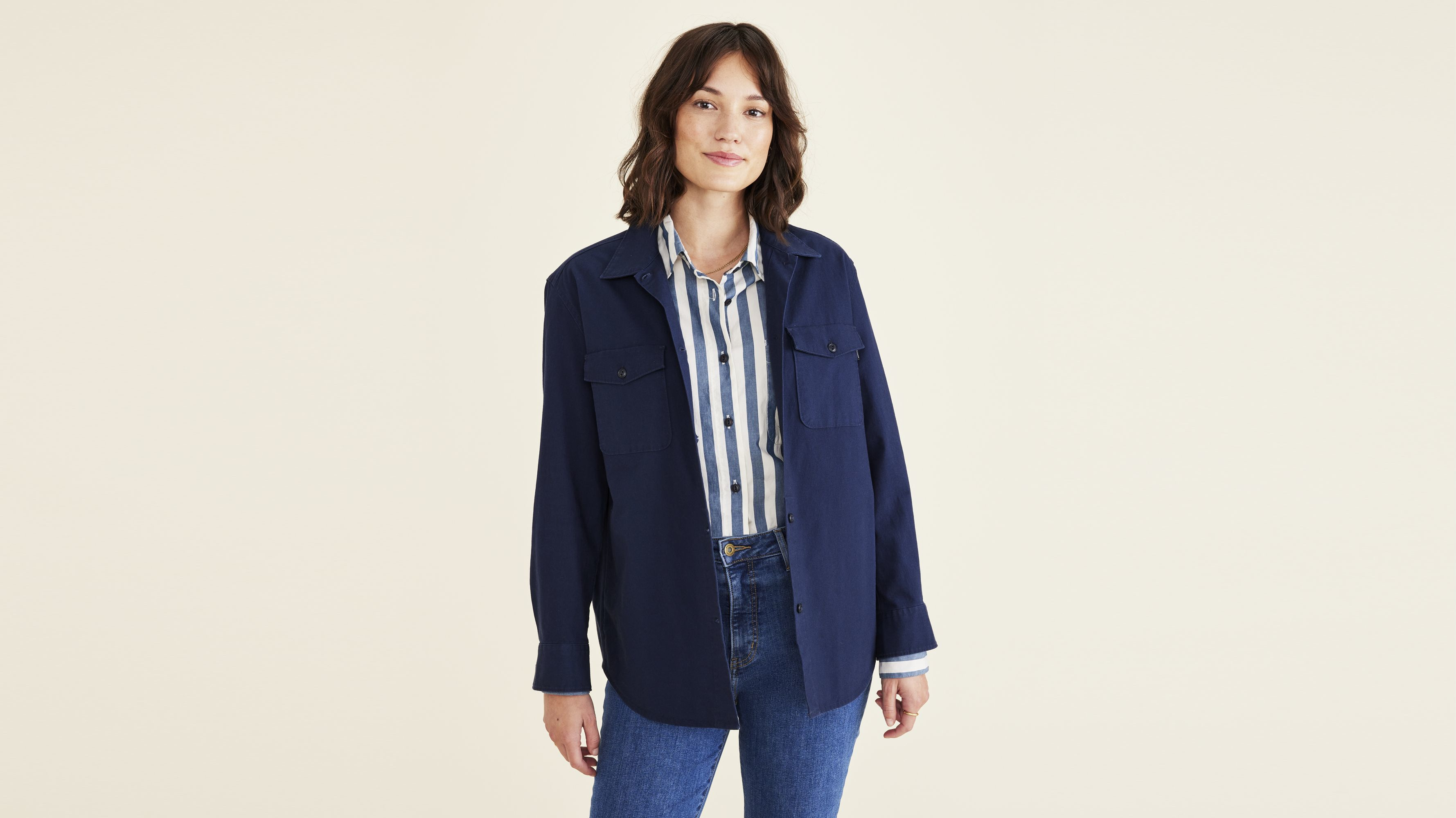 Dockers Shirt Jacket - Relaxed Fit - Women's - Blue L