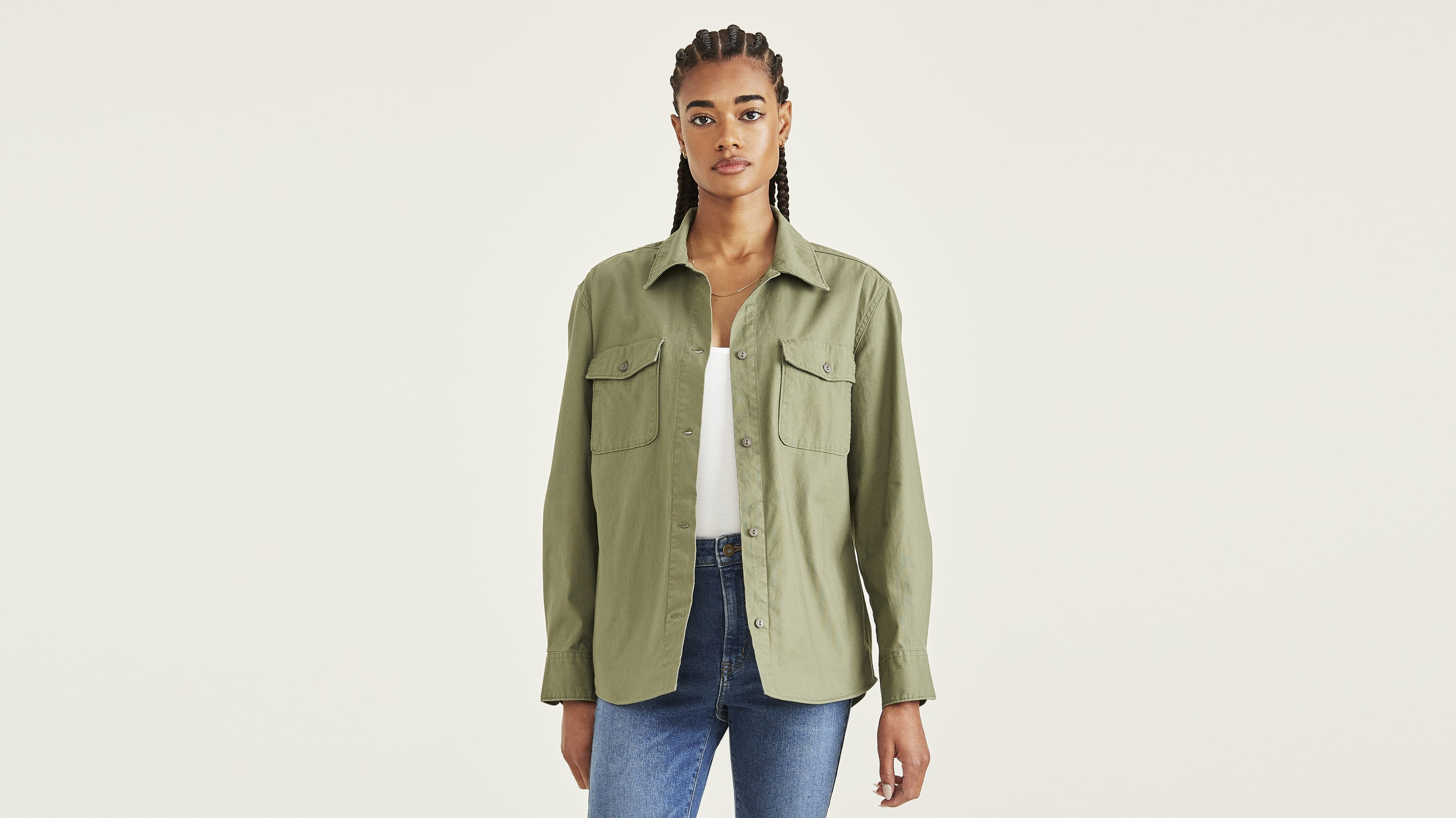 Dockers Shirt Jacket - Relaxed Fit - Women's - Green L