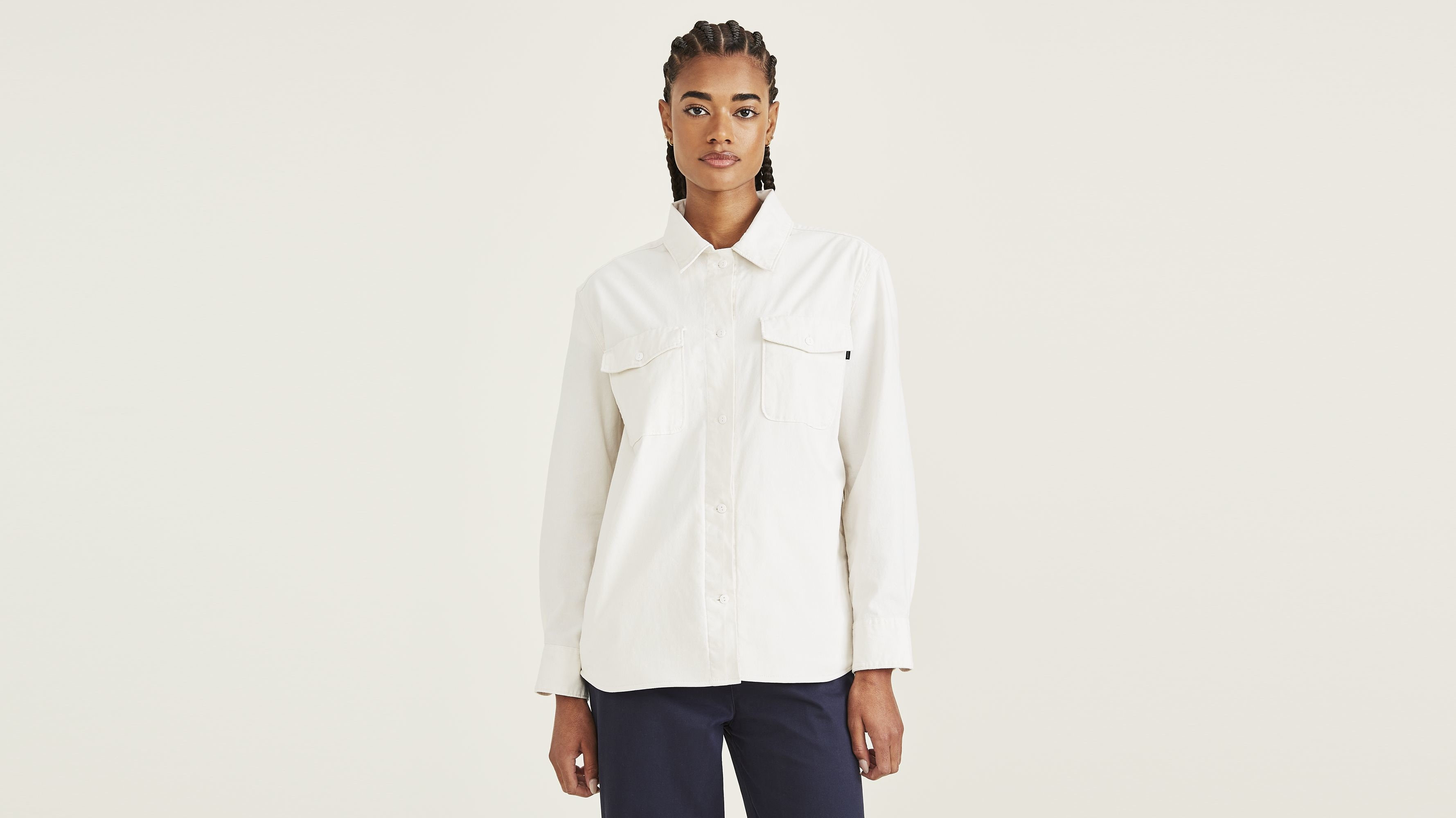 Dockers Shirt Jacket - Relaxed Fit - Women's - White L