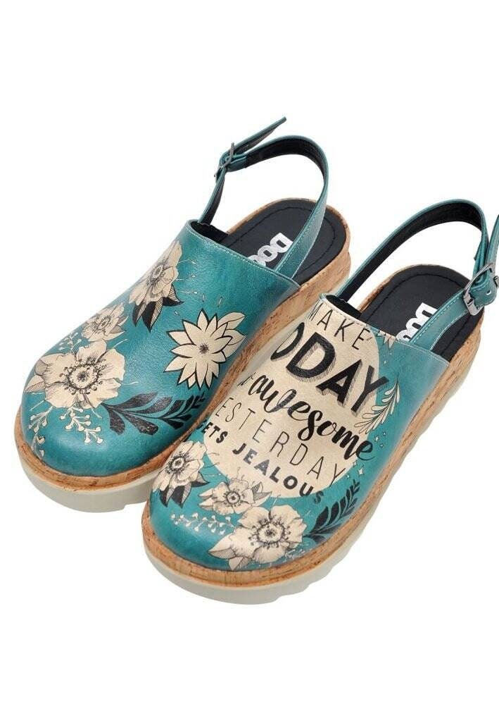 Dogo, Platform Sandals, Summer Shoes, Women's Floral Leather Closed Toe Akita Make Today So Awesome Women Sandals