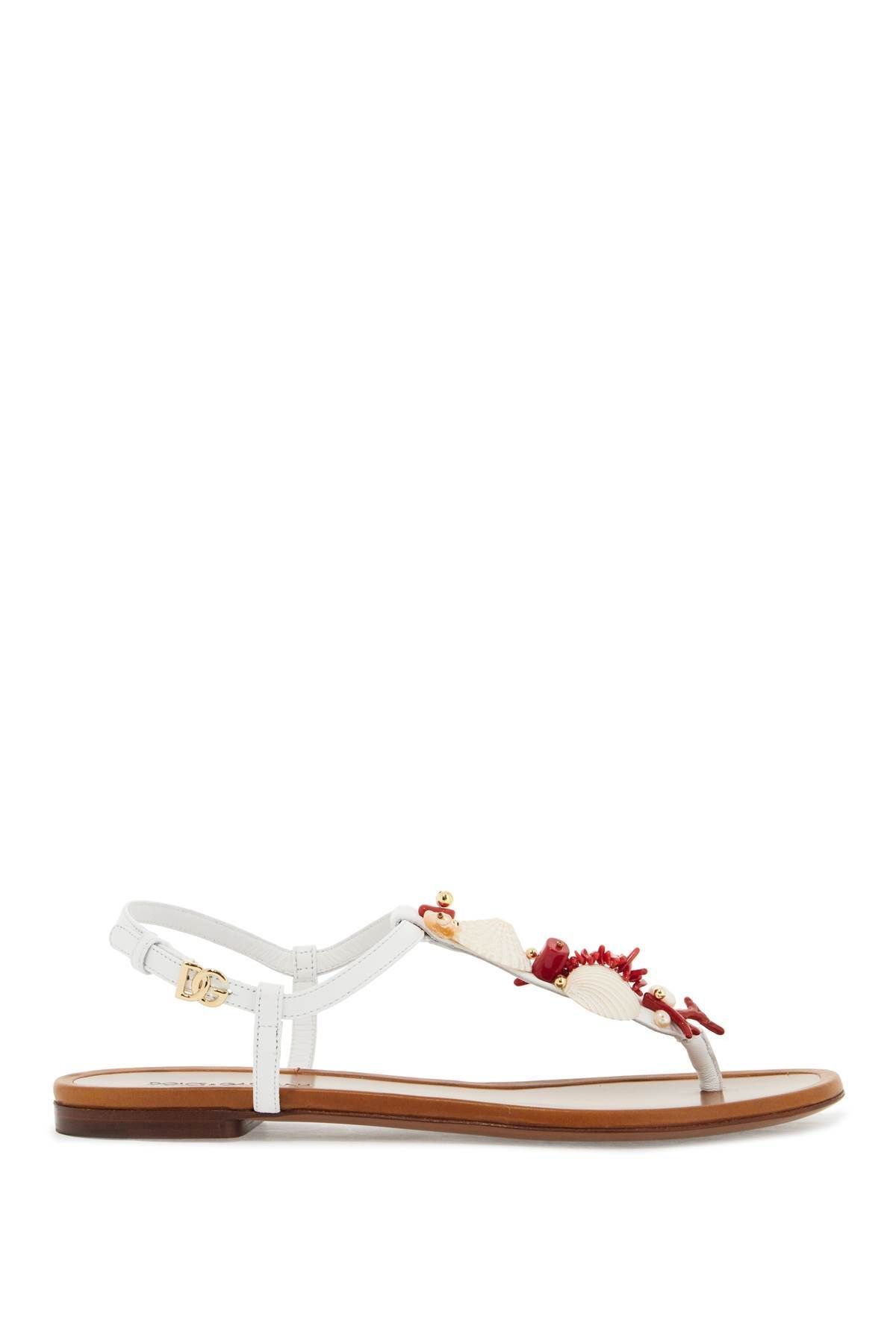 Dolce Gabbana "nappa Flip-Flops With Coral For Women Size Eu 36 Shoes in White