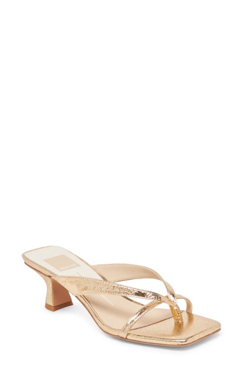 Dolce Vita Brevel Kitten Heel Flip Flop in Gold Distressed Leather at Nordstrom, Size 6