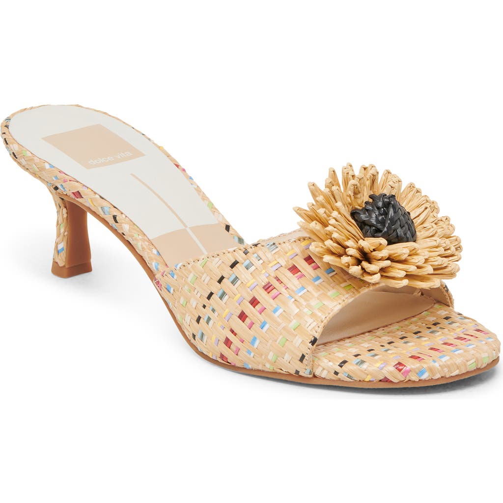 Dolce Vita Lourde Floral Kitten Heel Sandal in Pastel Multi Raffia at Nordstrom Rack, Size 5