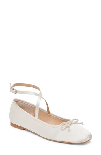 Dolce Vita Reily Ballet Flat in White Satin at Nordstrom Rack, Size 8