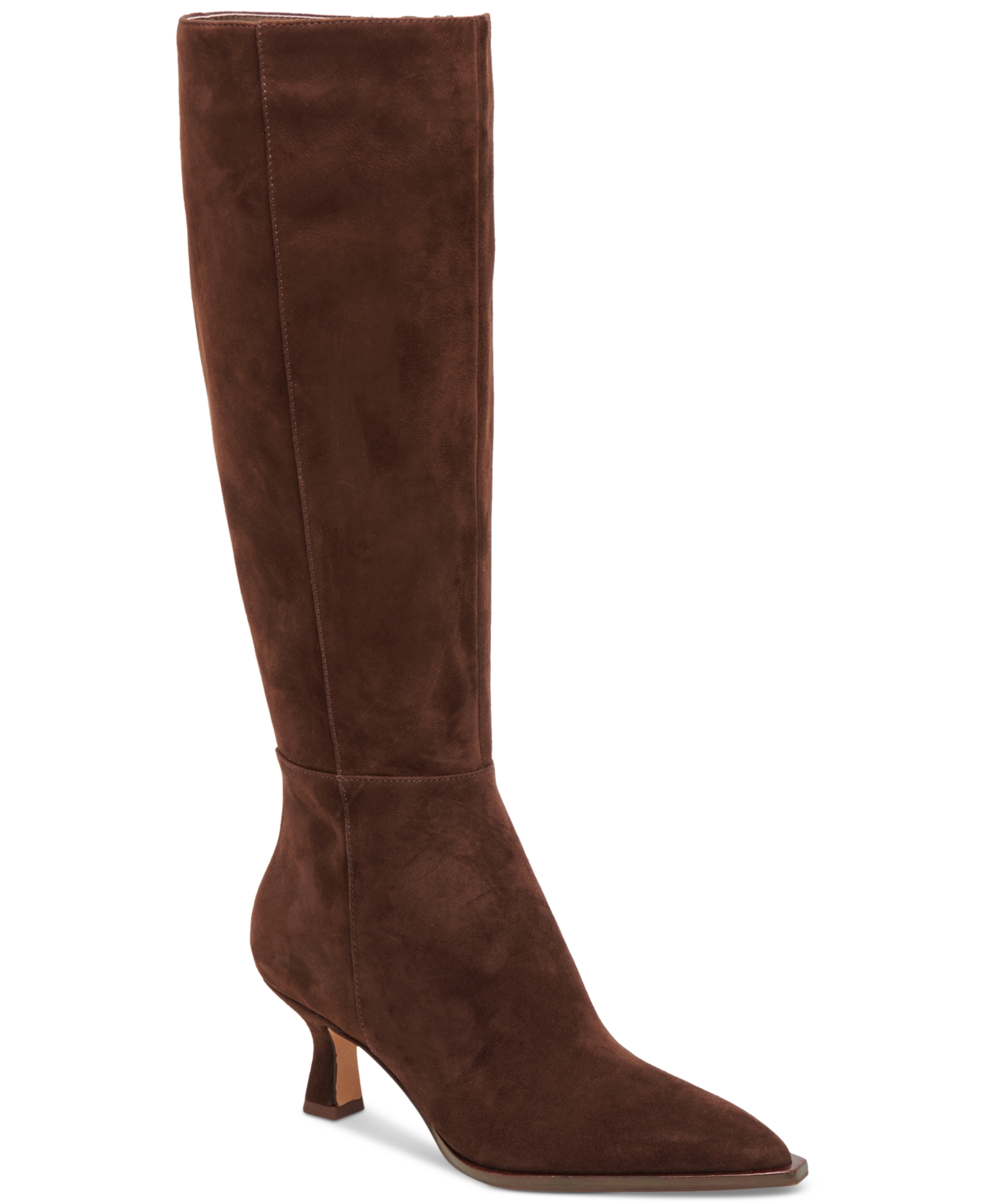 Dolce Vita Women's Auggie Pointed-Toe Kitten-Heel Knee-High Dress Boots - Dark Brown Suede