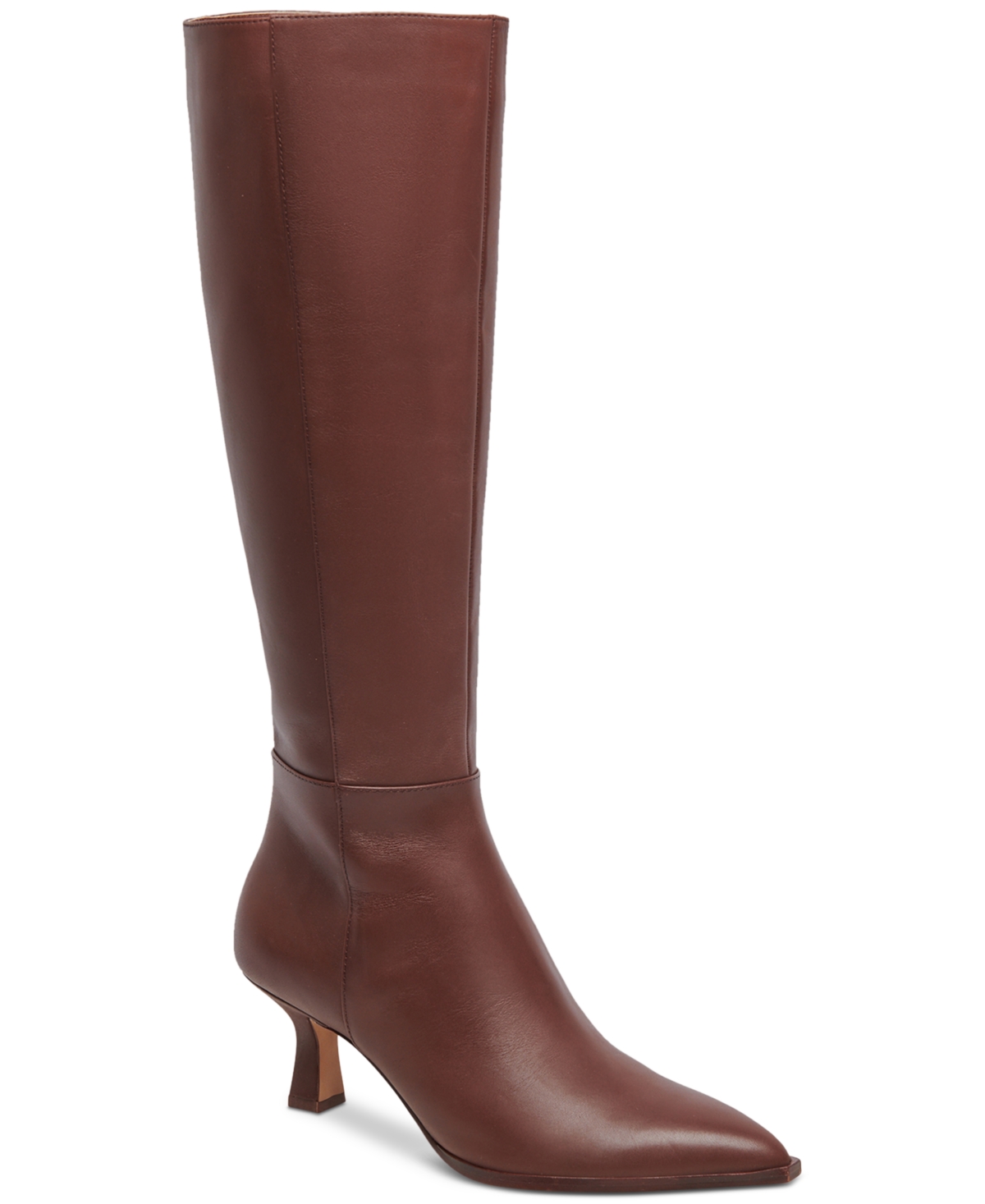 Dolce Vita Women's Auggie Wide-Calf Pointed-Toe Kitten-Heel Tall Dress Boots - Chocolate Leather