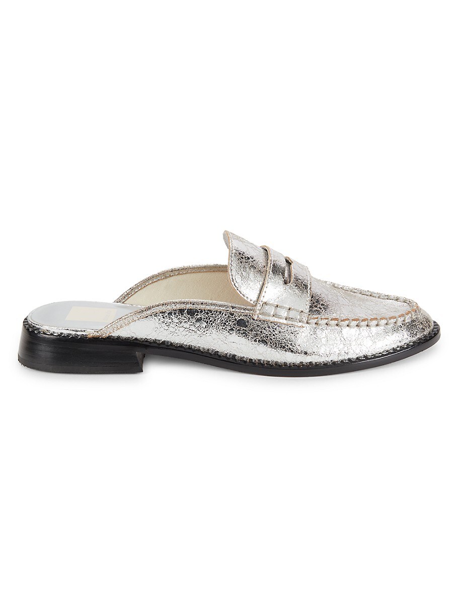 Dolce Vita Women's Havan Metallic Leather Mules - Silver - Size 6