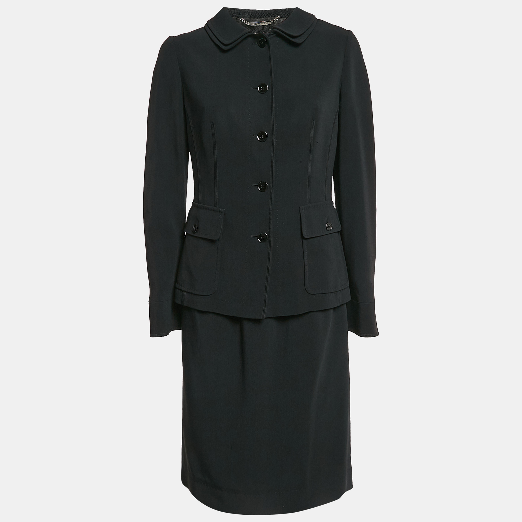 Dolce & Gabbana Black Crepe Blazer and Skirt Set M