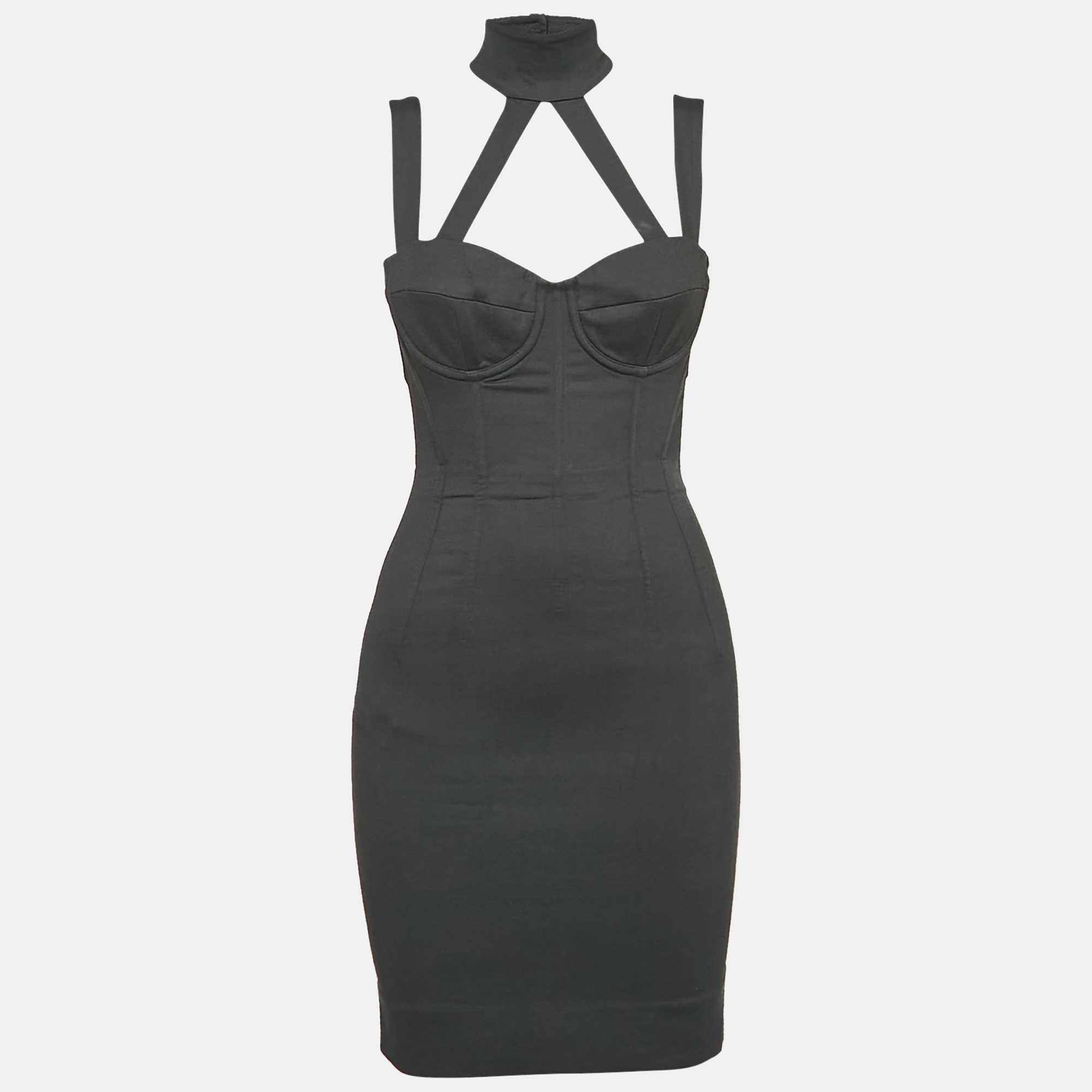 Dolce & Gabbana Black Crepe Halter Neck Mini Dress S