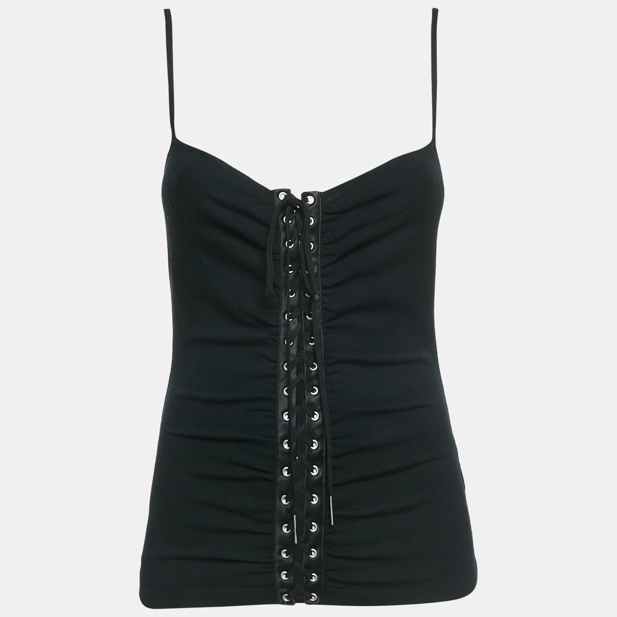 Dolce & Gabbana Black Jersey Lace-Up Detail Camisole S