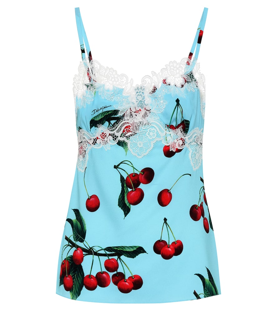 Dolce & Gabbana Cherry printed silk and lace camisole