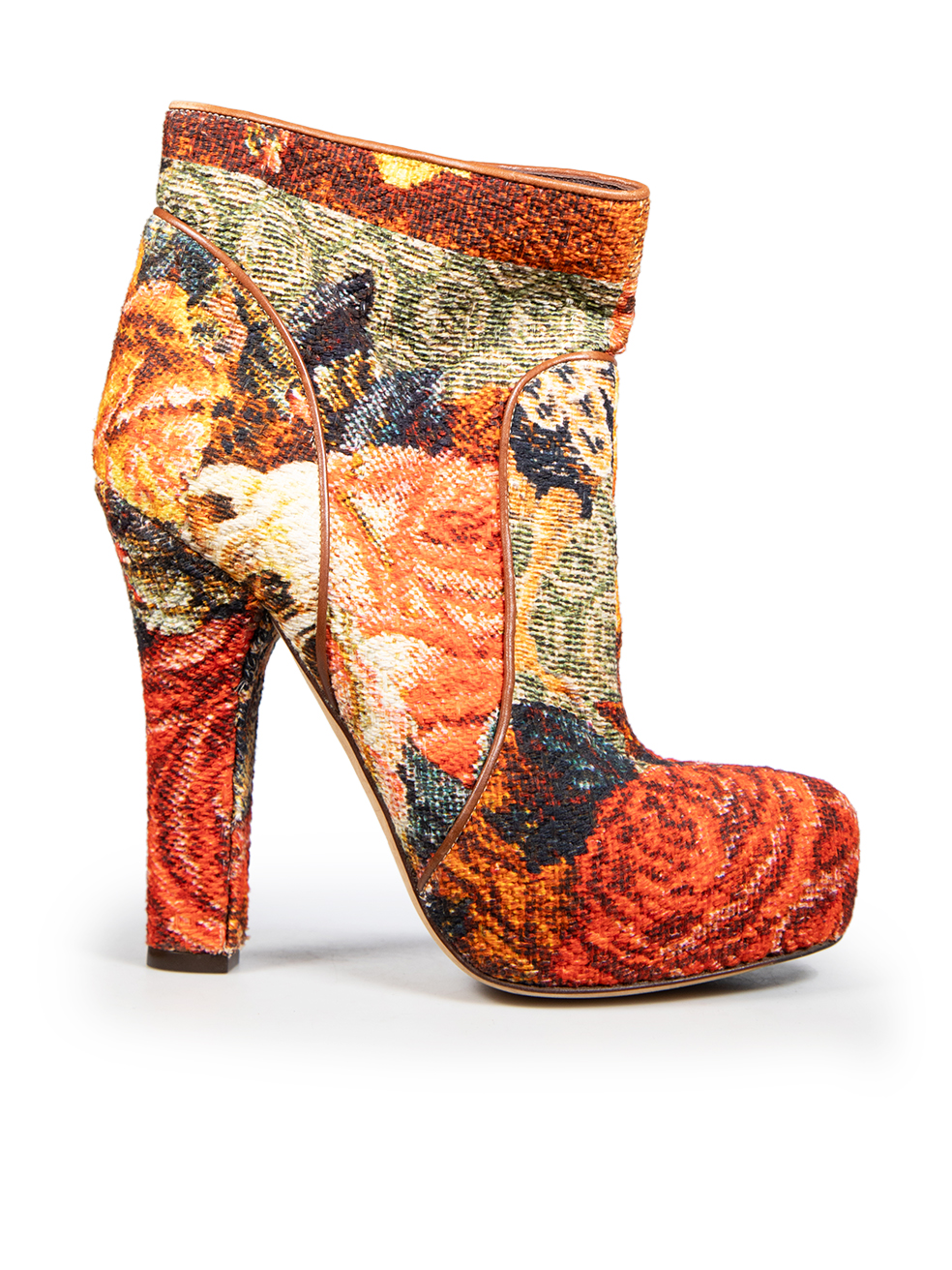 Dolce & Gabbana Floral Patterned Jacquard Ankle Boots