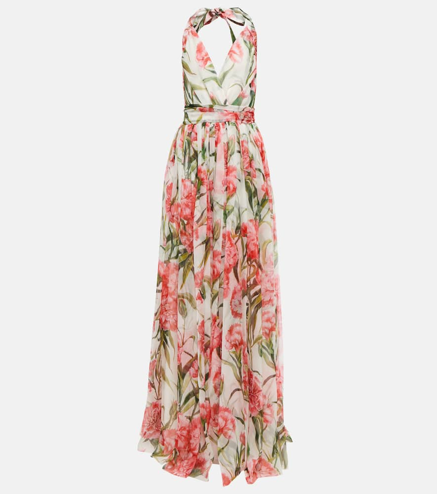 Dolce & Gabbana Floral halter-neck silk gown