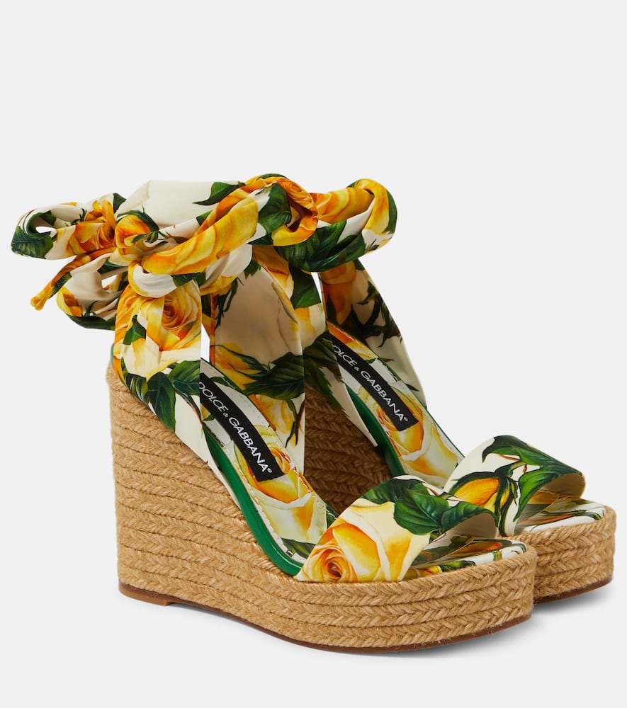 Dolce & Gabbana Floral satin wedge espadrilles