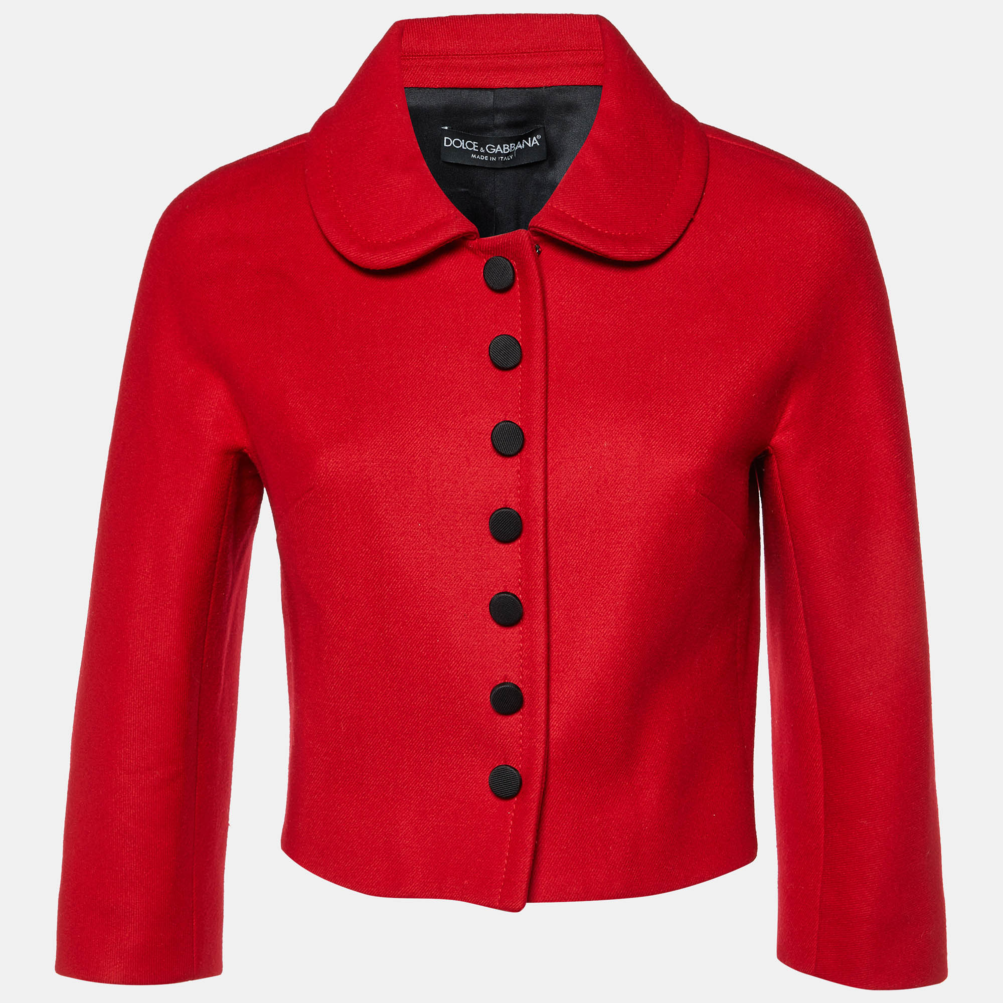 Dolce & Gabbana Red Wool Cropped Coat S