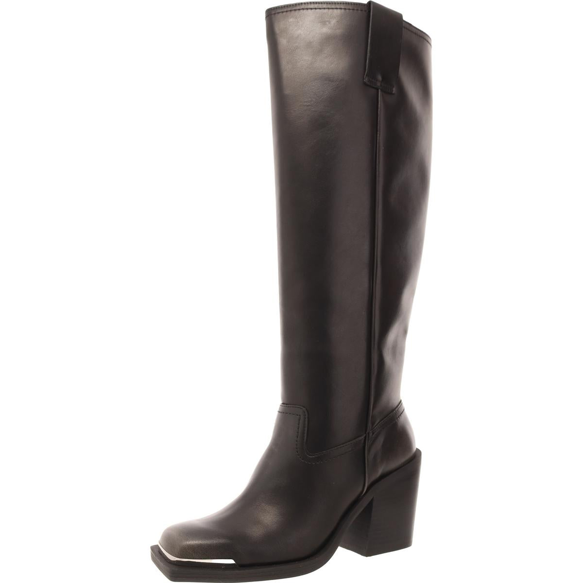 Dollee Womens Faux Leather Metallic Knee-High Boots