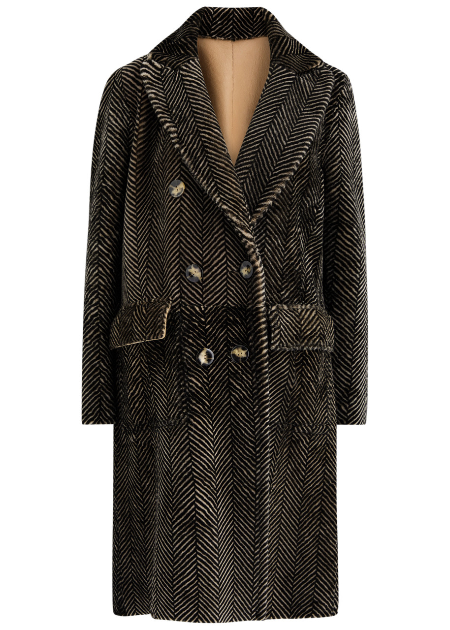 Dom Goor Herringbone Reversible Shearling Coat - Black - 14 (UK14 / L)