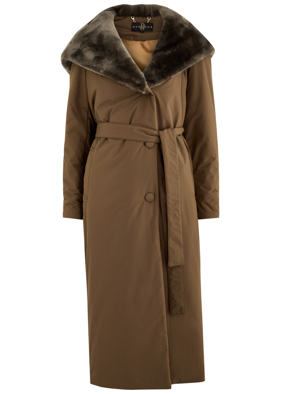 Dom Goor Shearling-trimmed Hooded Shell Coat - Brown - 16 (UK16 /xL)