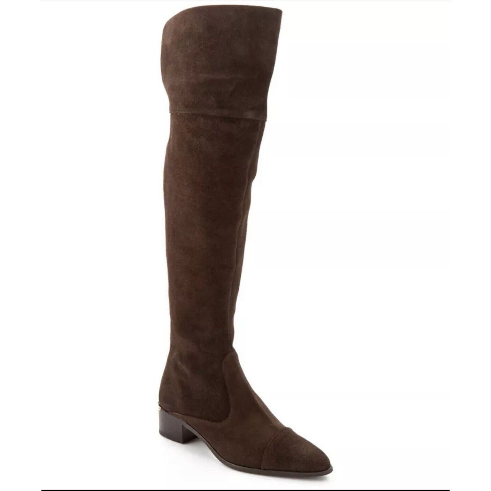 Donald J Pliner Donald J. Pliner Divo Suede Over-The-Knee Boots Gold Zipper in Brown, Women's (Size 6)