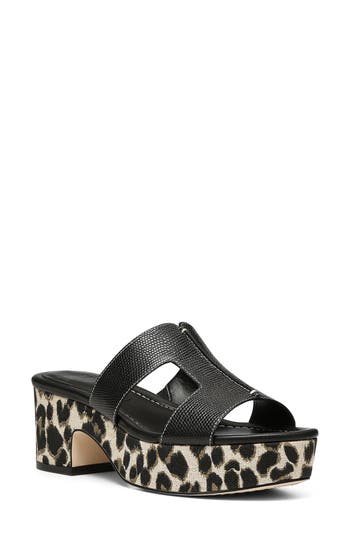 Donald Pliner Disco Lizard Embossed Platform Heeled Sandal in Black at Nordstrom Rack, Size 6.5