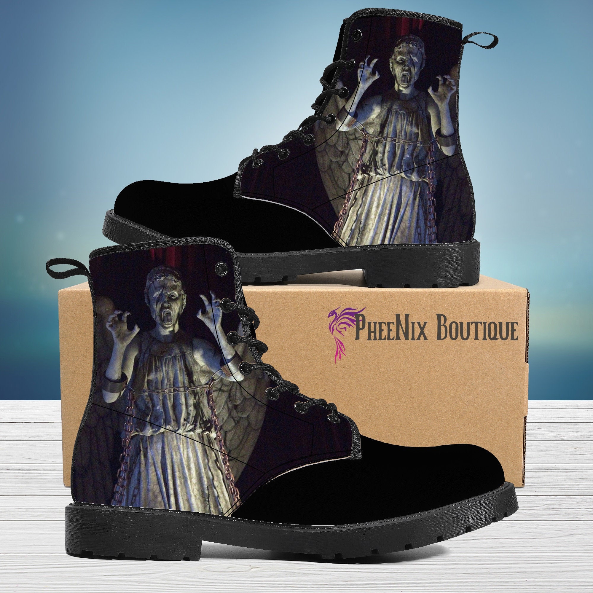 Don't Blink Doctor Who Combat Boots | Geek Gift, The Doctor, Whovian Bad Wolf, Nerd Shoes, Tardis