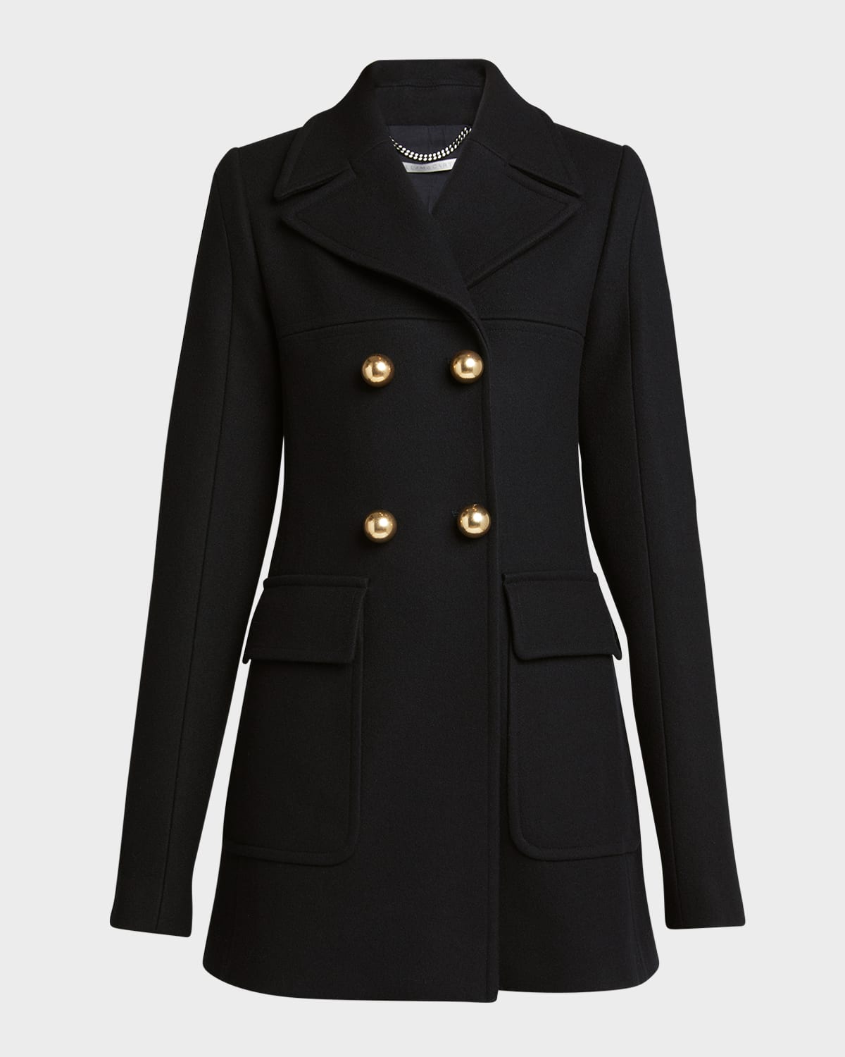 Double-Breasted Short Wool Top Coat