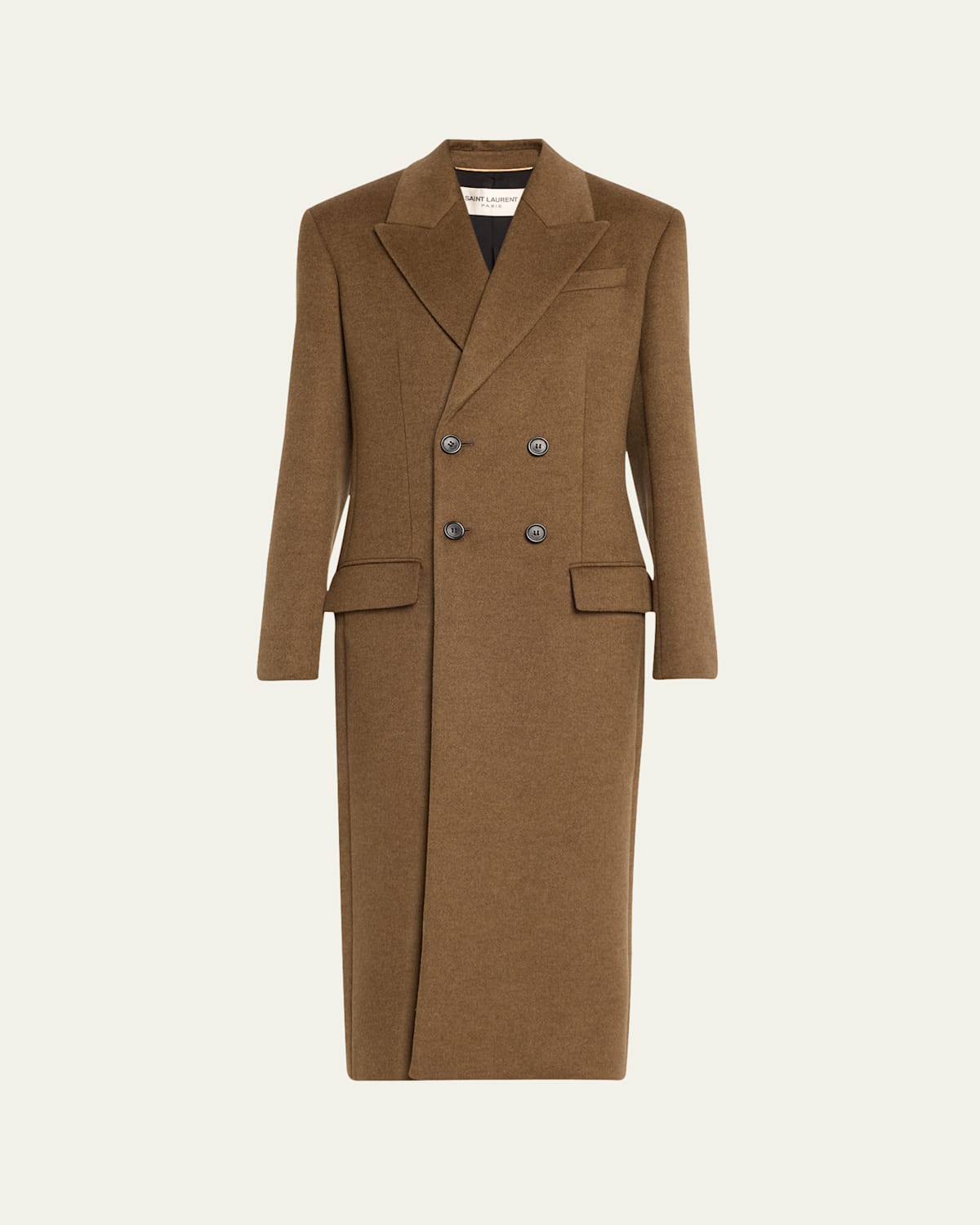 Double-Breasted Tailored Long Wool Coat