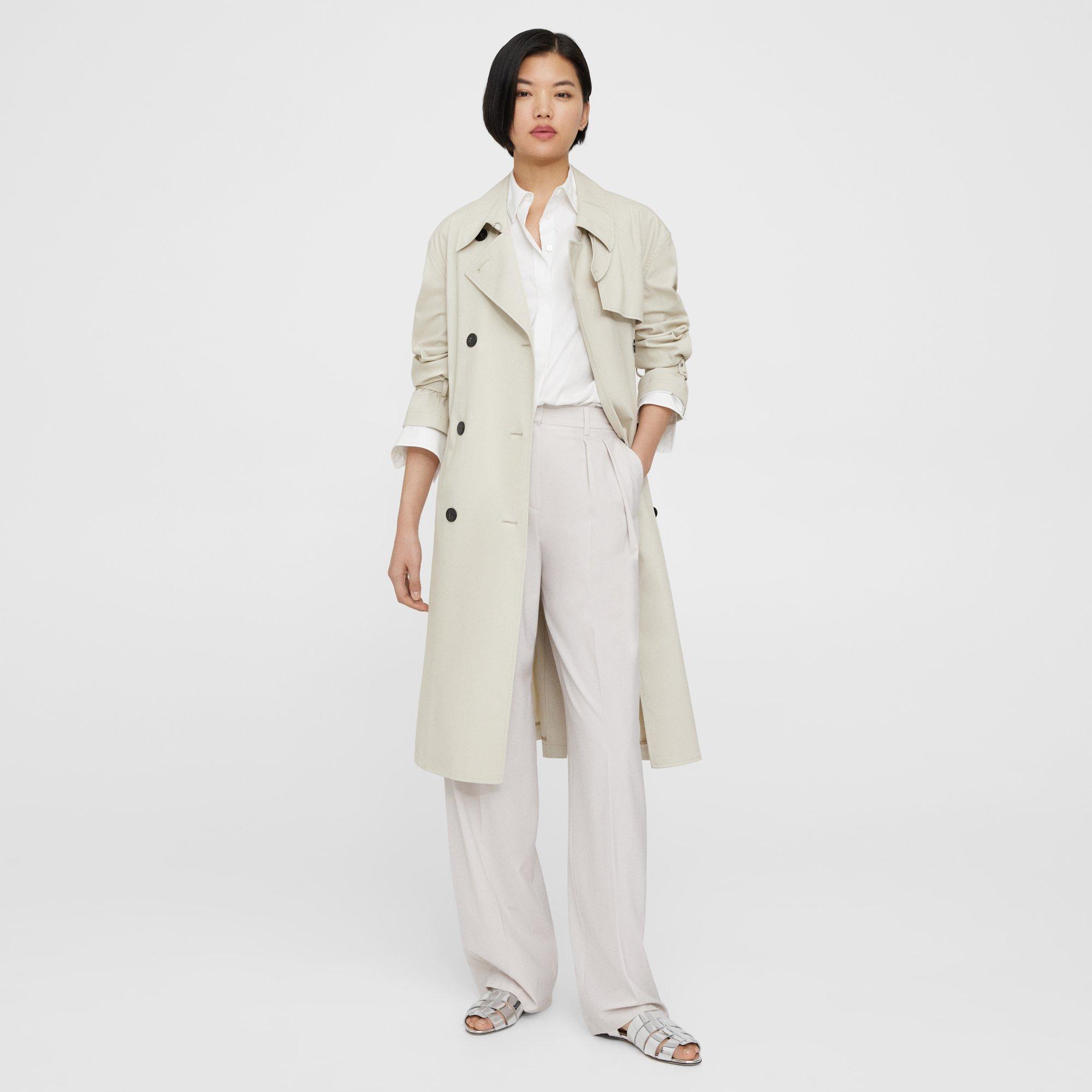 Double-Breasted Trench Coat in Cotton-Blend