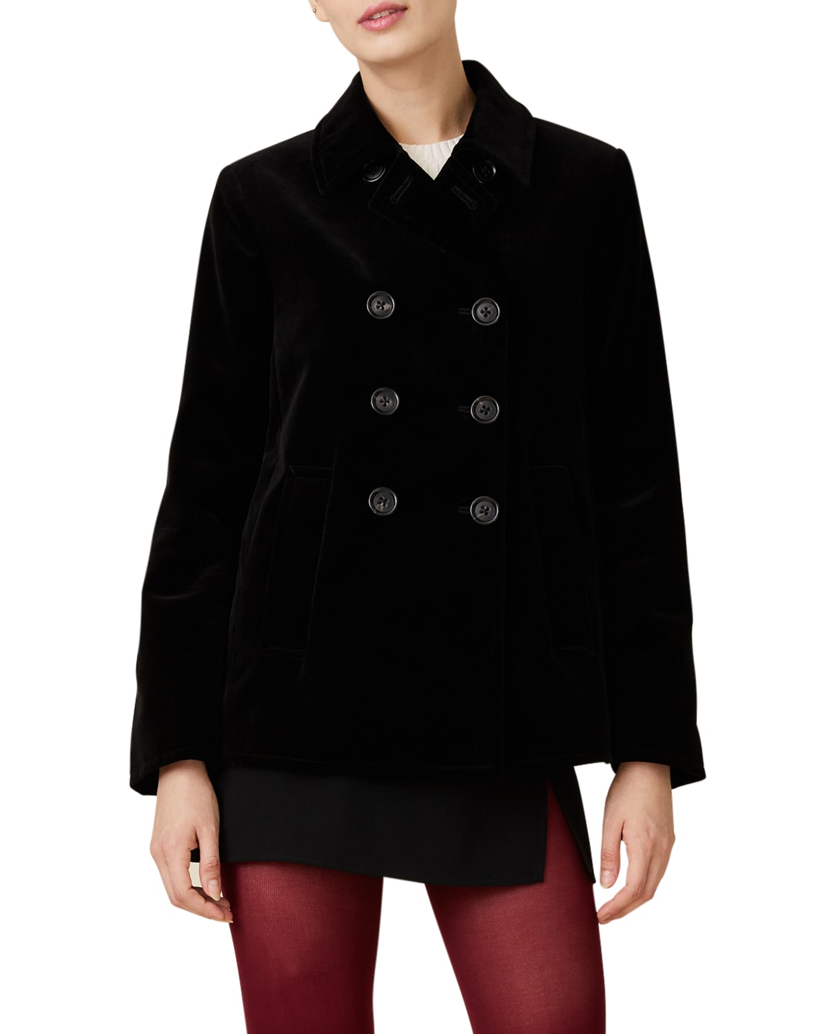 Double Breasted Velvet Pea Coat