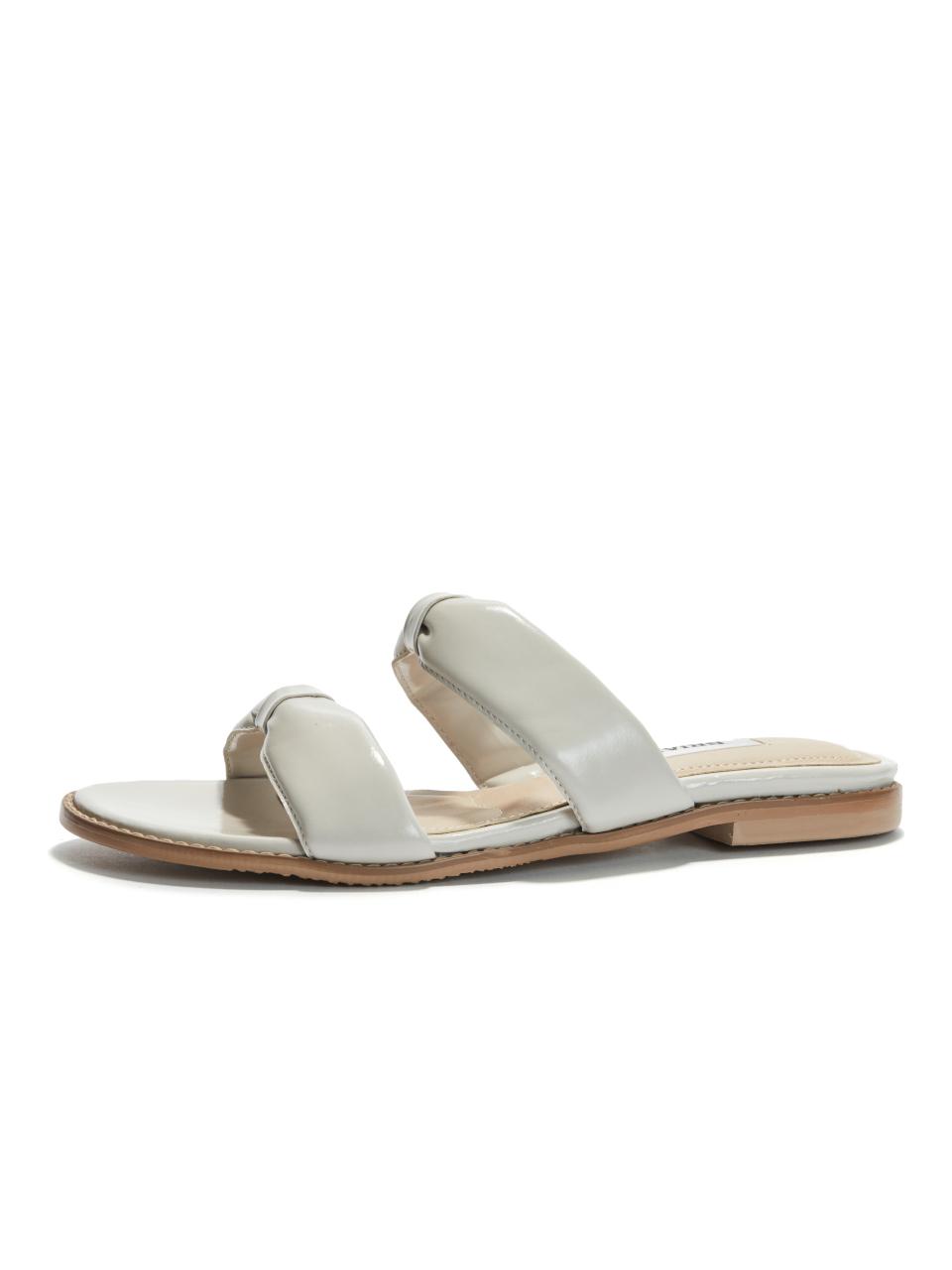 Double Ribbon Leather Cushioned Sliders [WHITE]