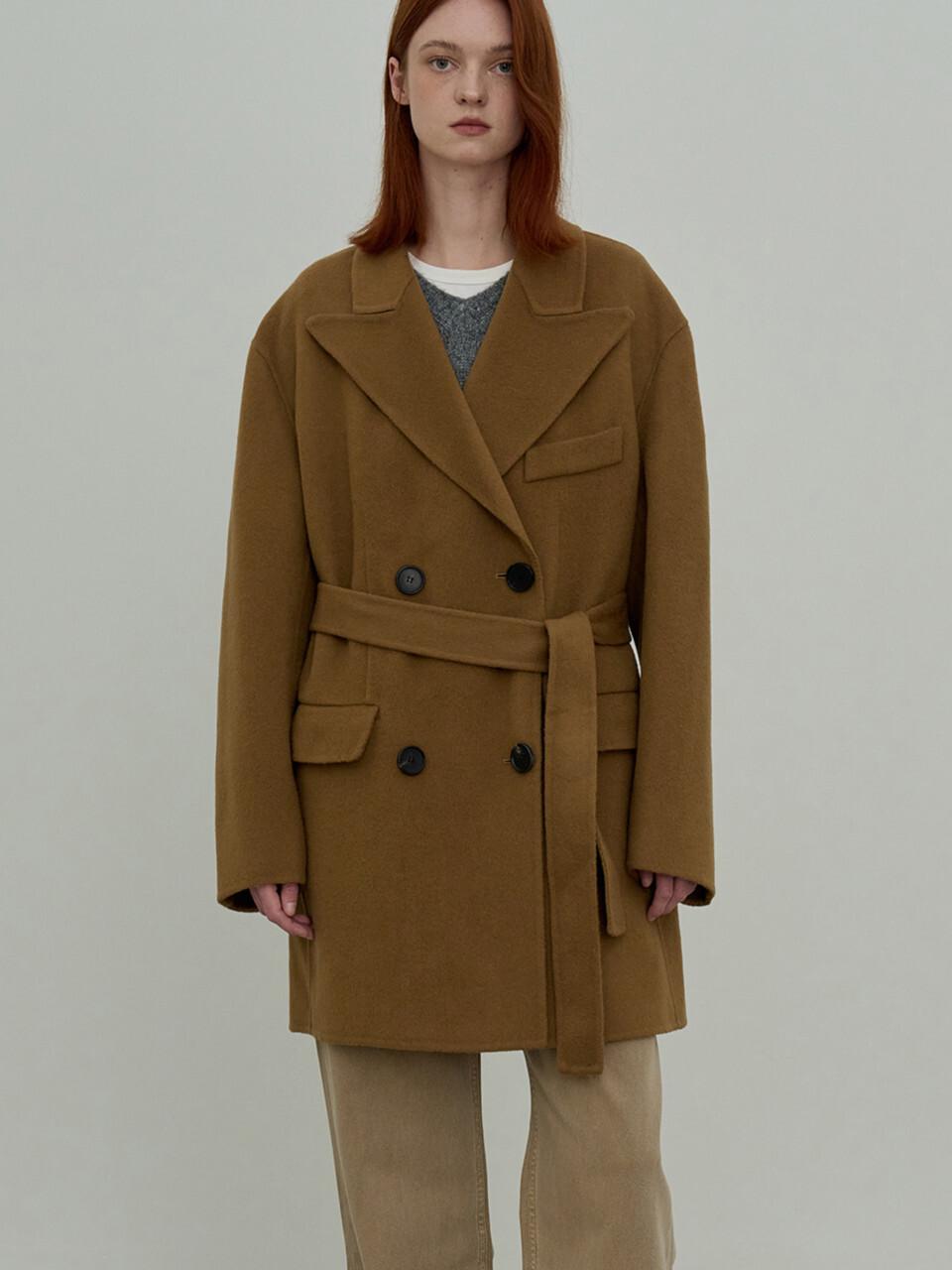 Double-breasted Handmade Wool Coat [Camel]